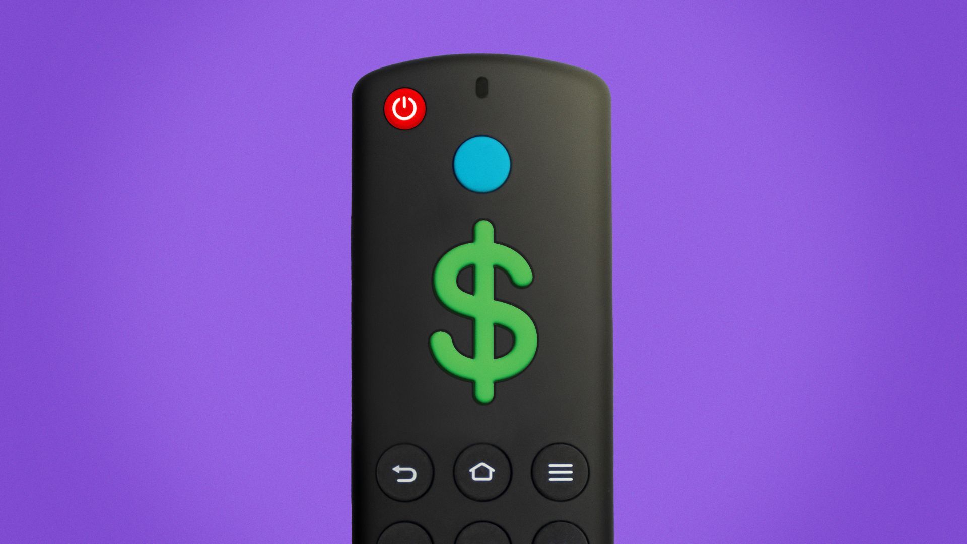 Illustration of a remote with a large dollar sign button.