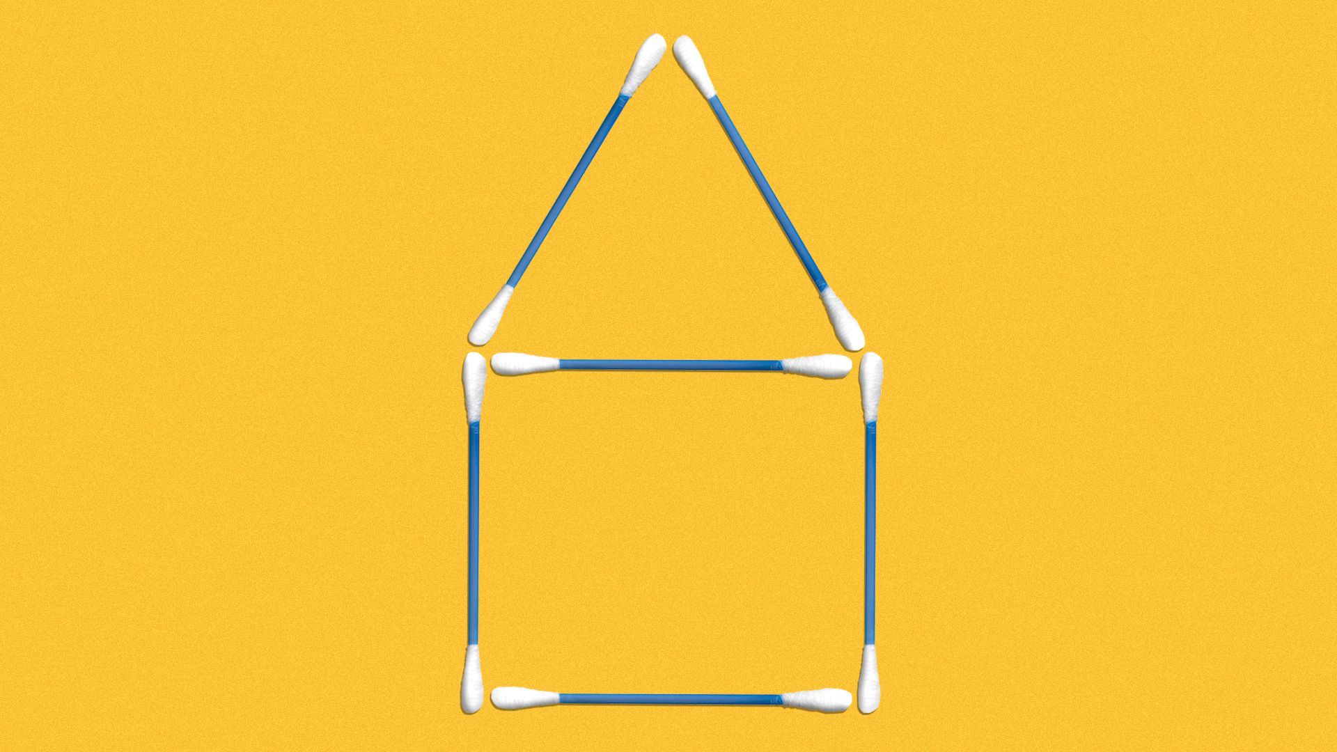 Illustration of a house made out of cotton swabs.