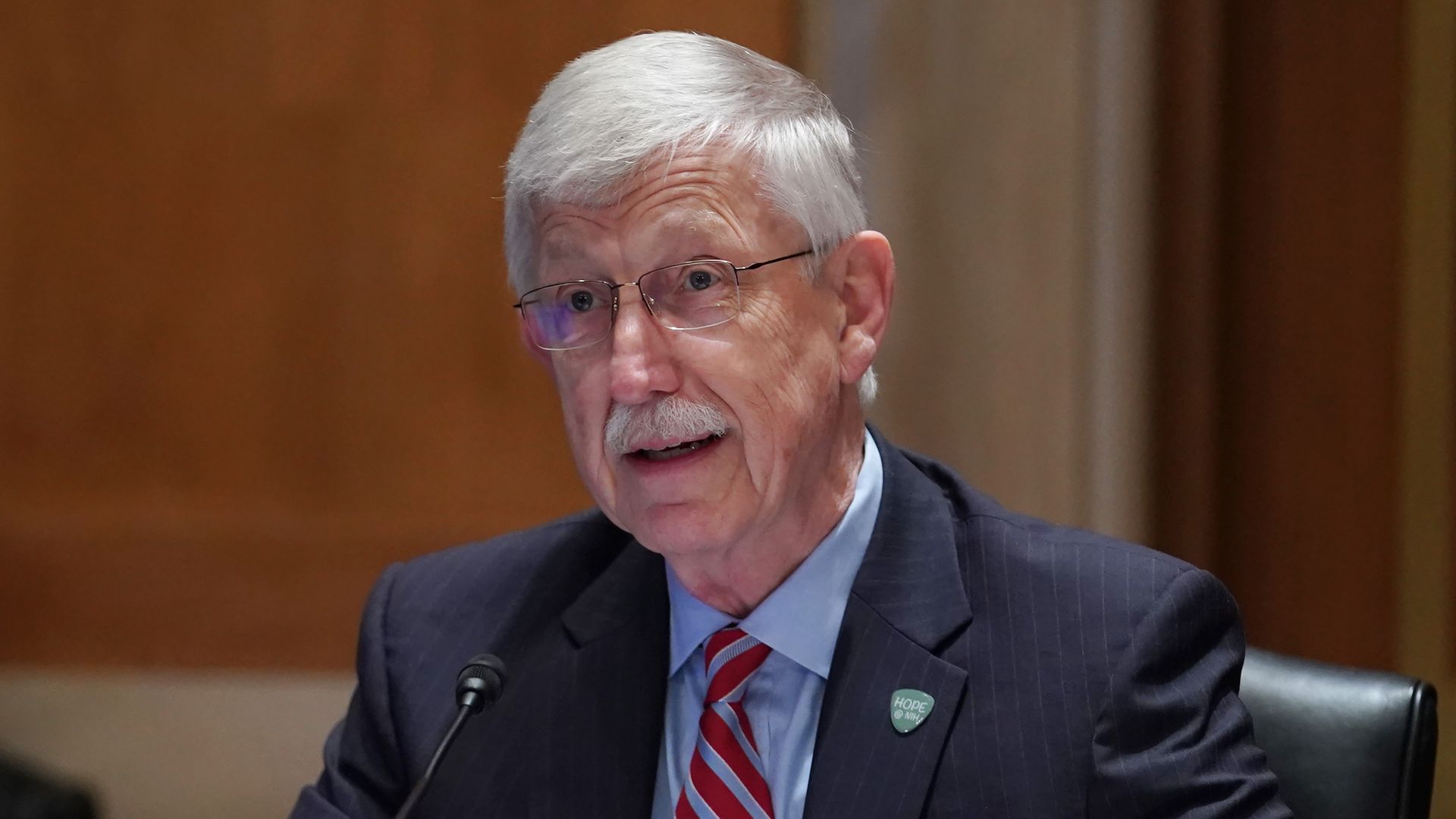 National Institutes of Health Director Dr. Francis Collins testifies before the Senate on Capitol Hill, May 26, 2021 in Washington, DC. 