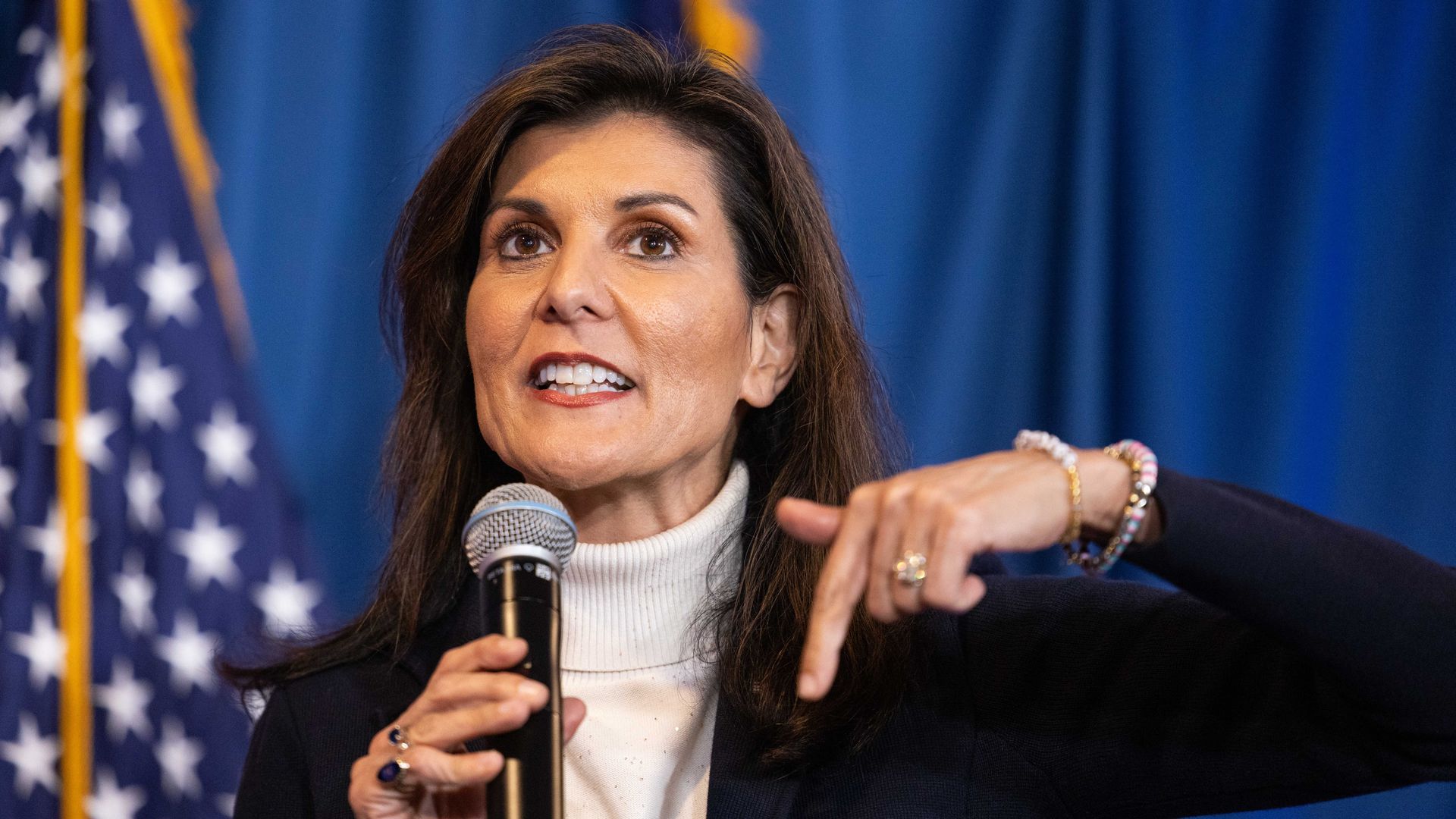 Republican presidential candidate, former U.N. Ambassador Nikki Haley speaks during a campaign stop at the Portland Elks Club on March 3, 2024 in Portland, Maine. 