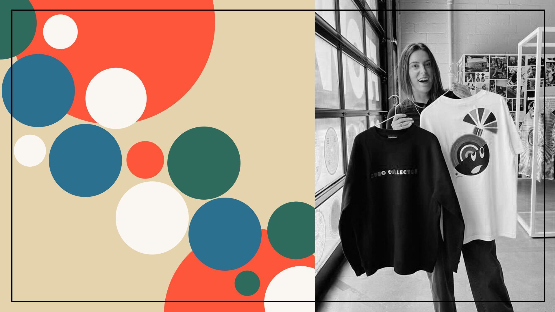 Photo illustration of Amber Vittoria with abstract shapes.