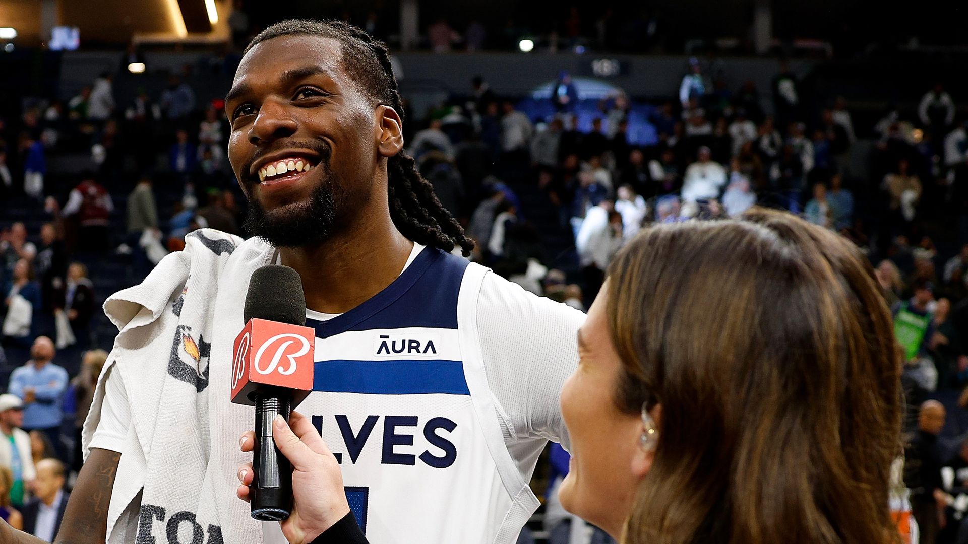 Naz Reid speaks to a Bally Sports reporter 