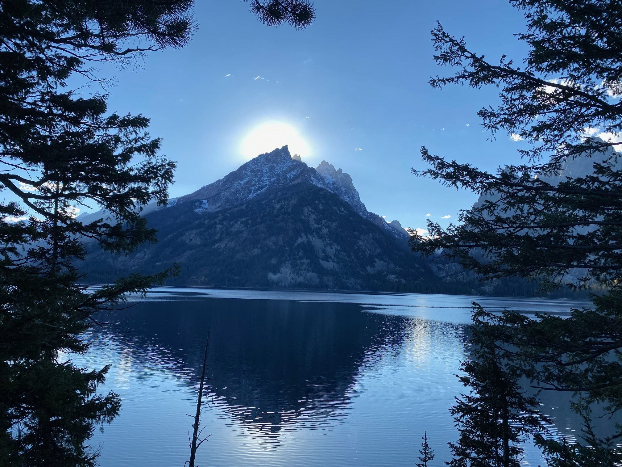 A mountain and lake