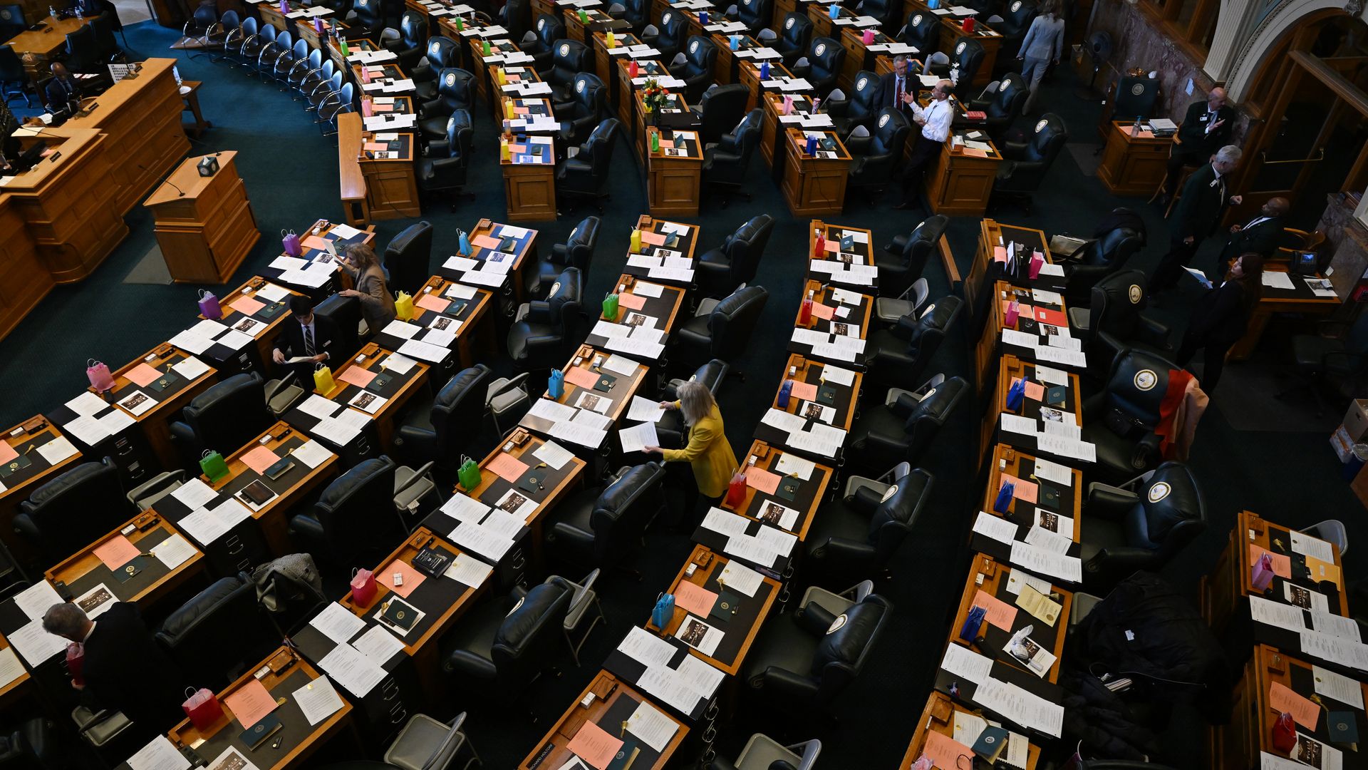 The Colorado House chambers are prepared for the first day of the 2023 legislative session. Photo: RJ Sangosti/Denver Post via Getty Images