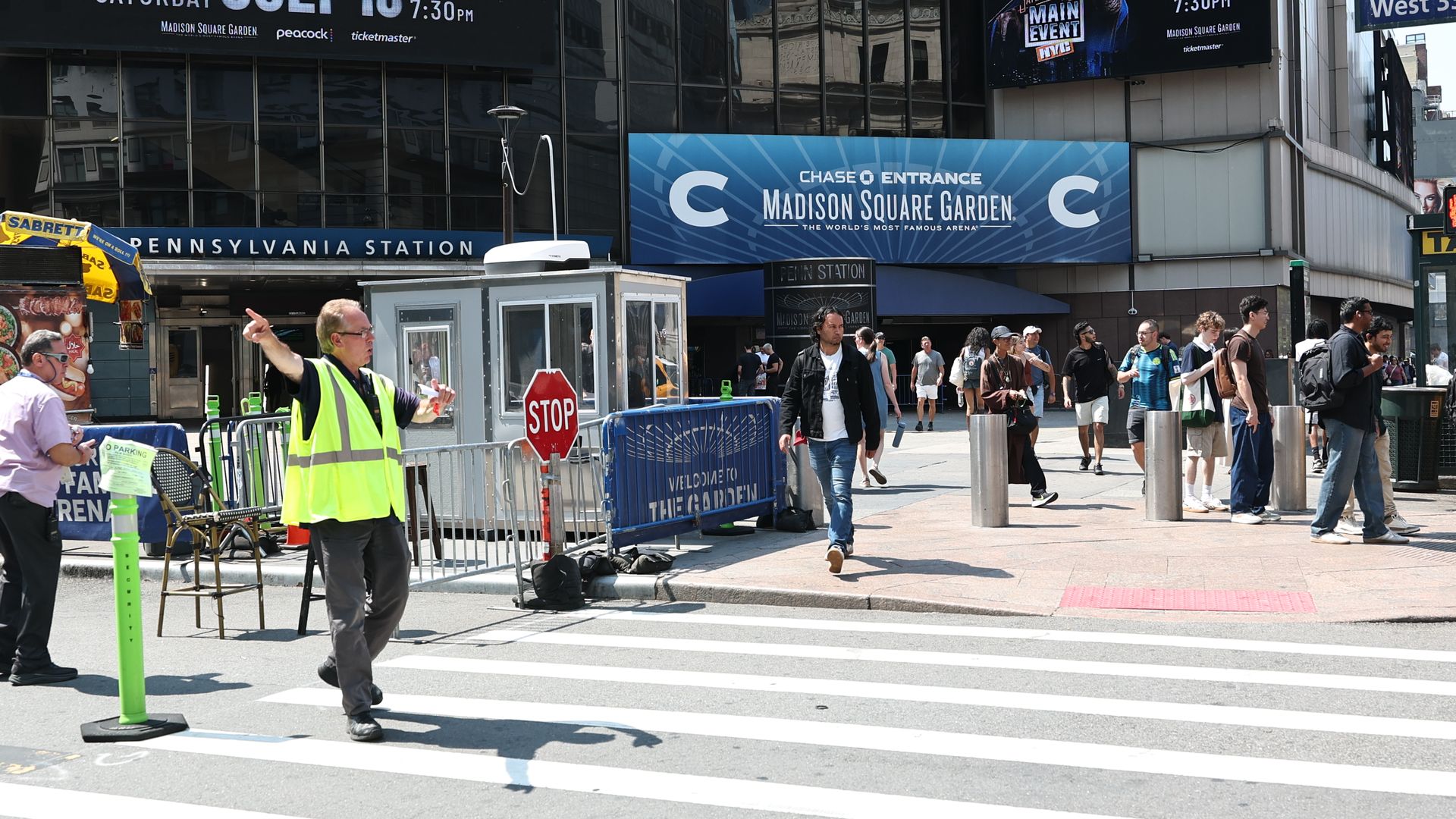 General views around Madison Square Garden on July 1, 2026 in New York City. According to reports, several permits have been filed with New York City around the venue.
