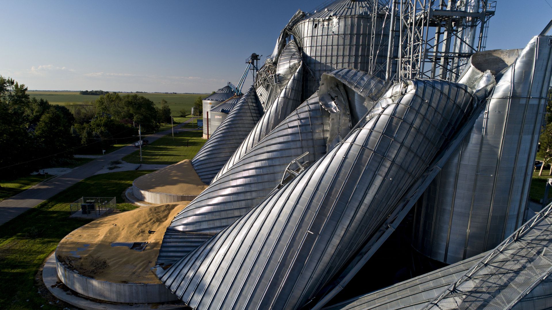 Broken grain silos 