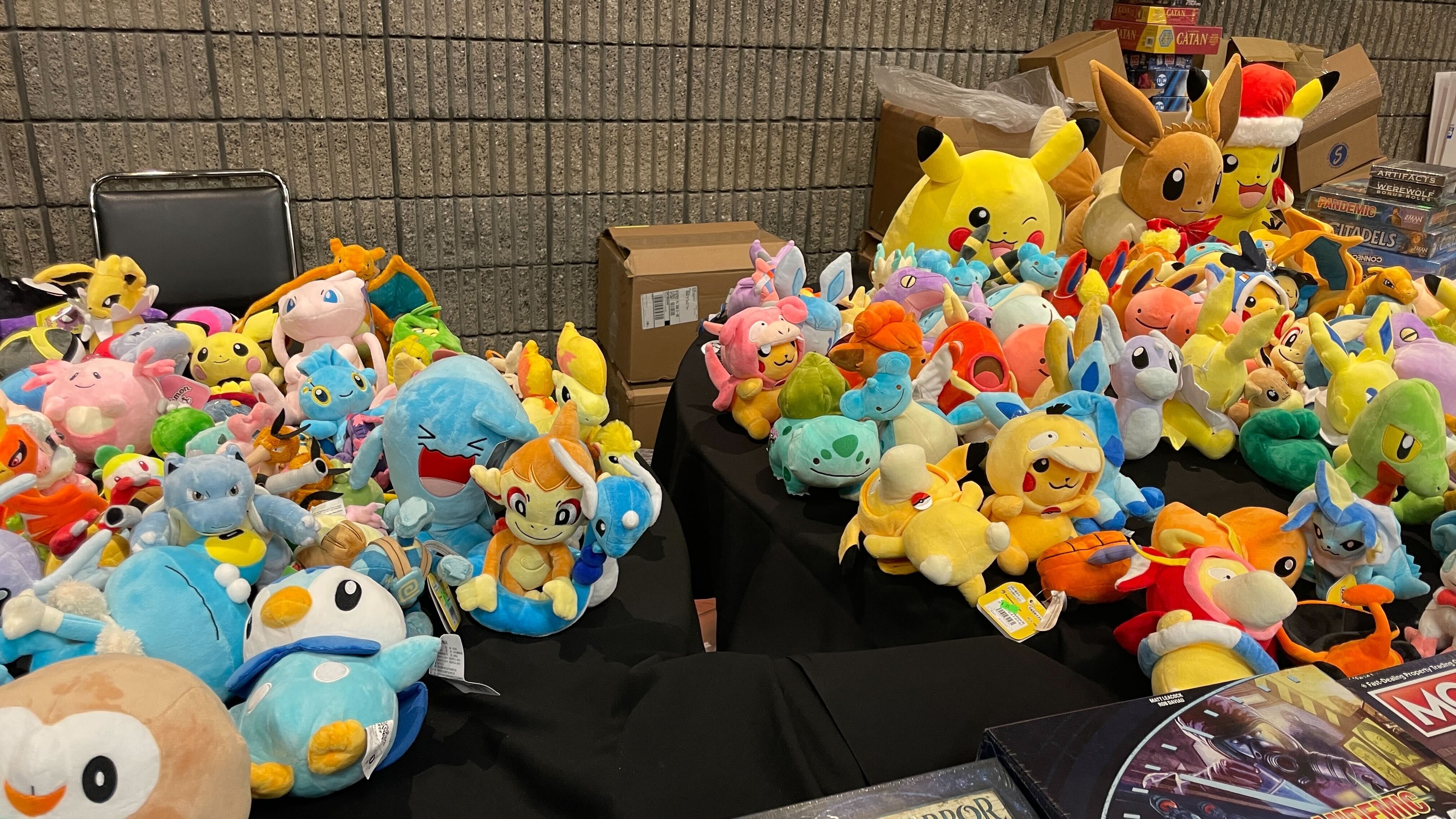 Pokemon stuffed animals everywhere.
