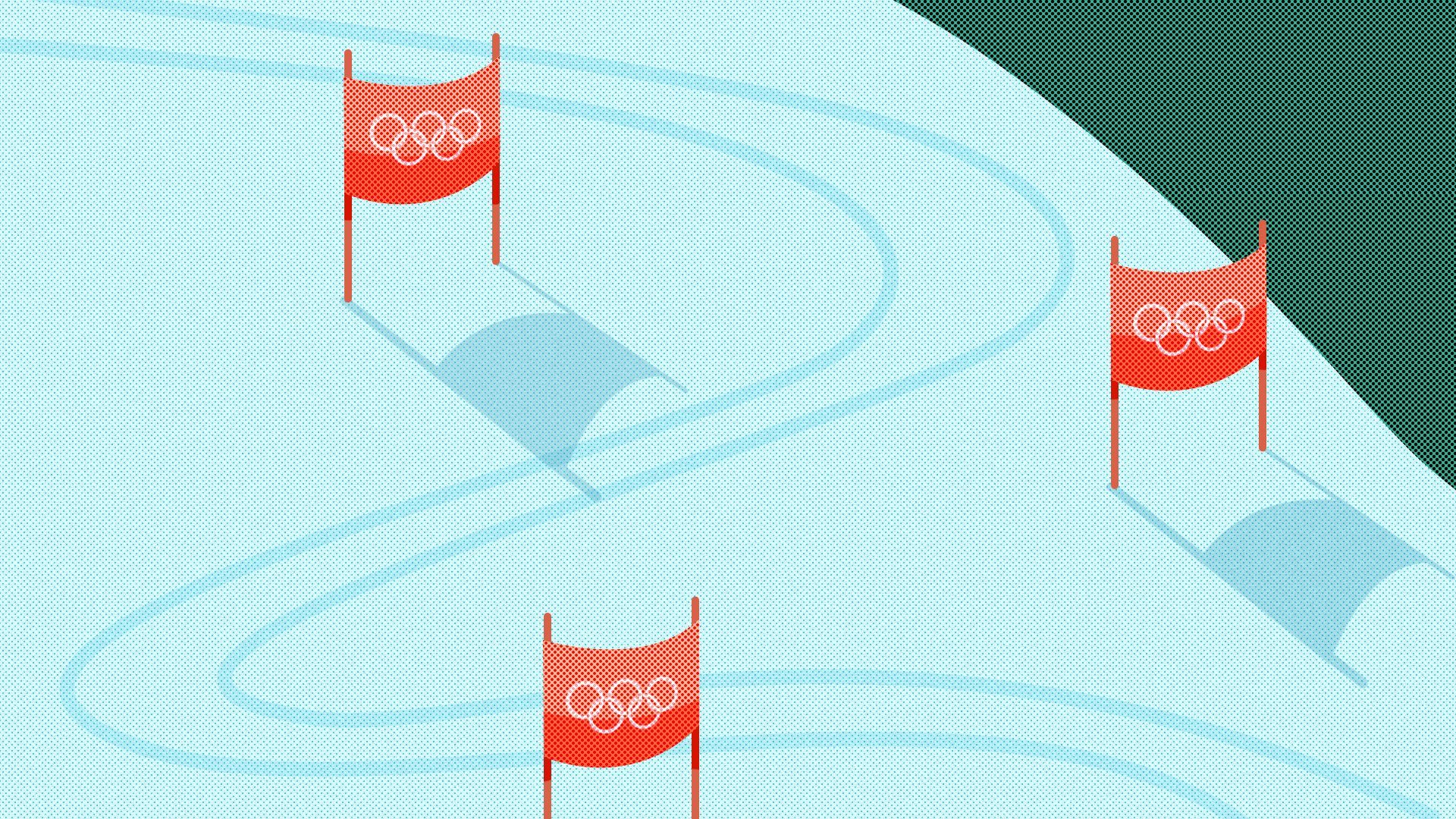 Illustration of downhill skiing.