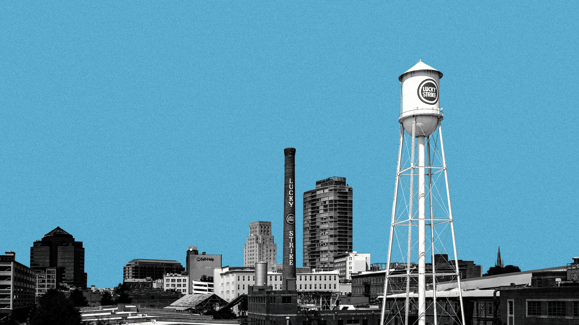 Illustration of the sun and moon transitioning over the Durham skyline.