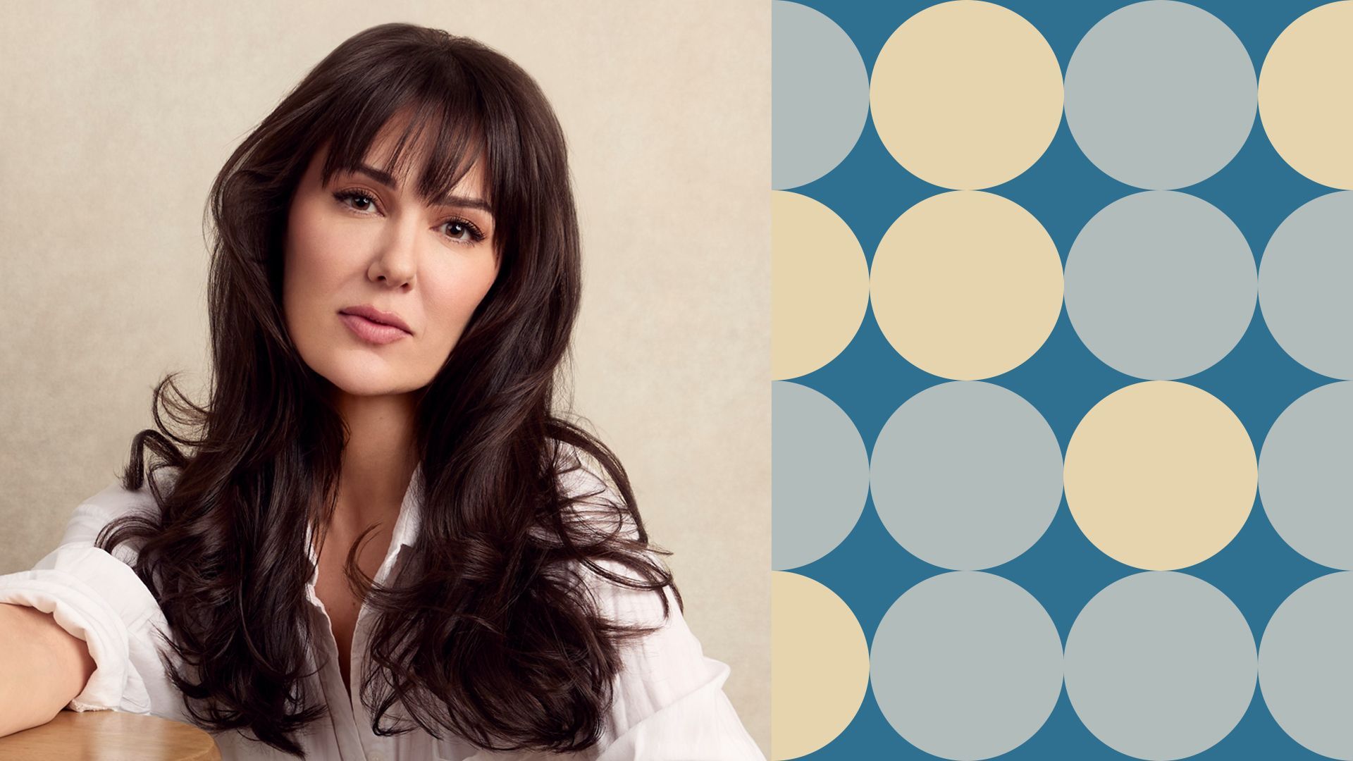 Photo illustration of Meltem Demirors surrounded by abstract shapes.