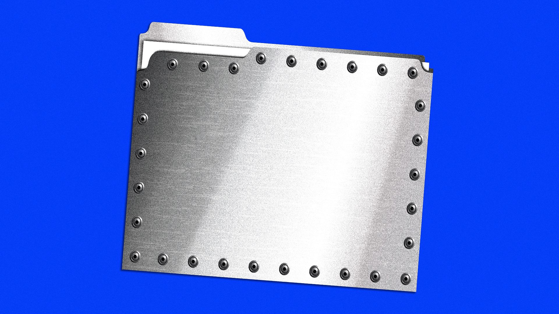 Illustration of a medical patient folder made out of bolted steel.