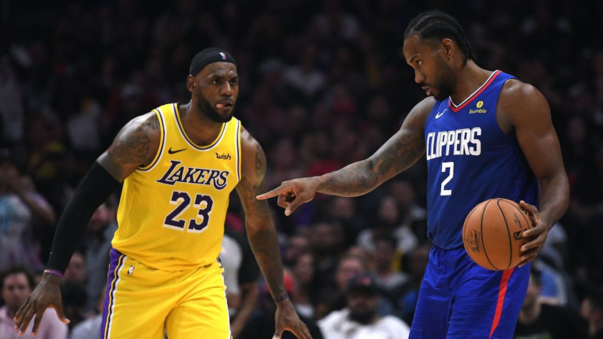 Los Angeles' Lebron James and Clipper's Kawhi Leonard 