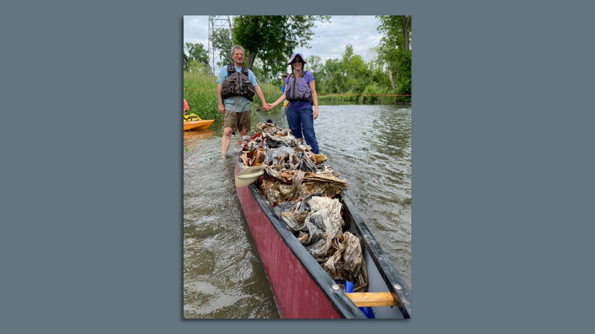 A photo of a river cleanup.