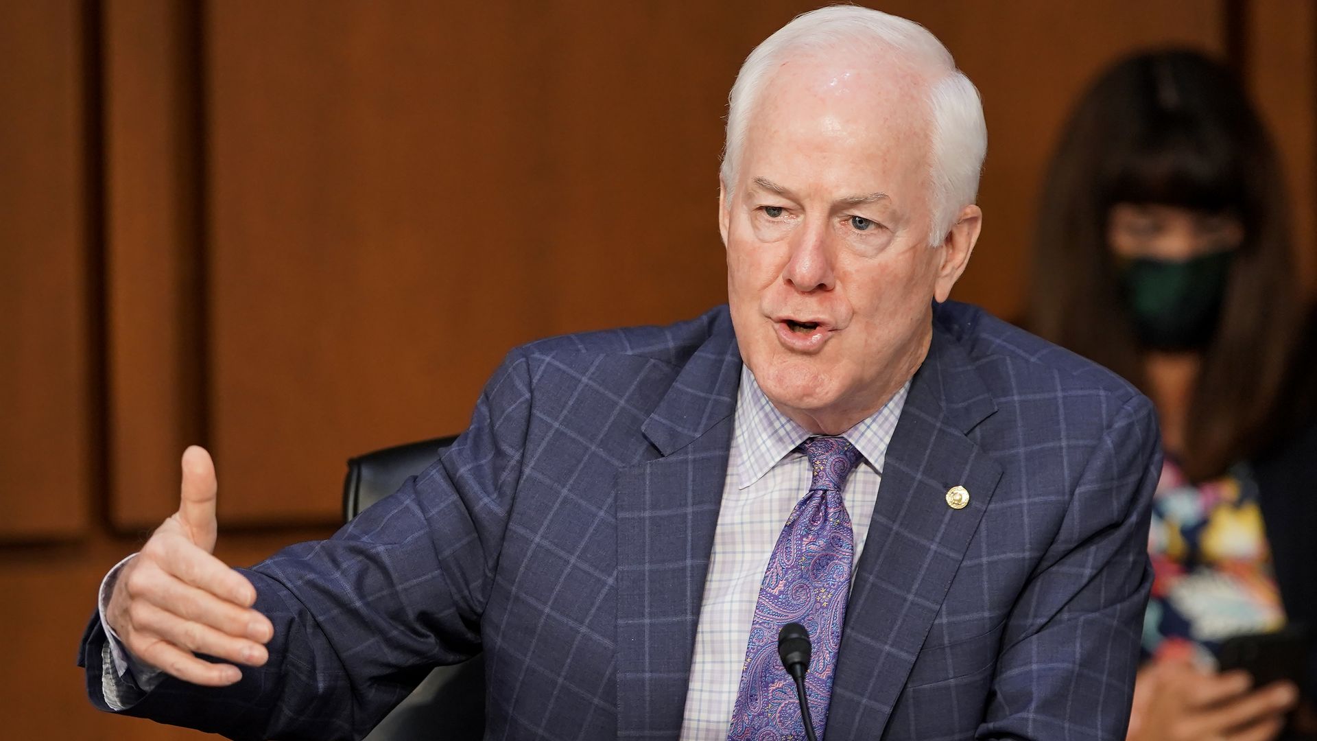 Sen. John Cornyn (R-Texas) speaks during a Senate Judiciary Committee meeting on October 15, 2020. Photo by Greg Nash-Pool/Getty Images