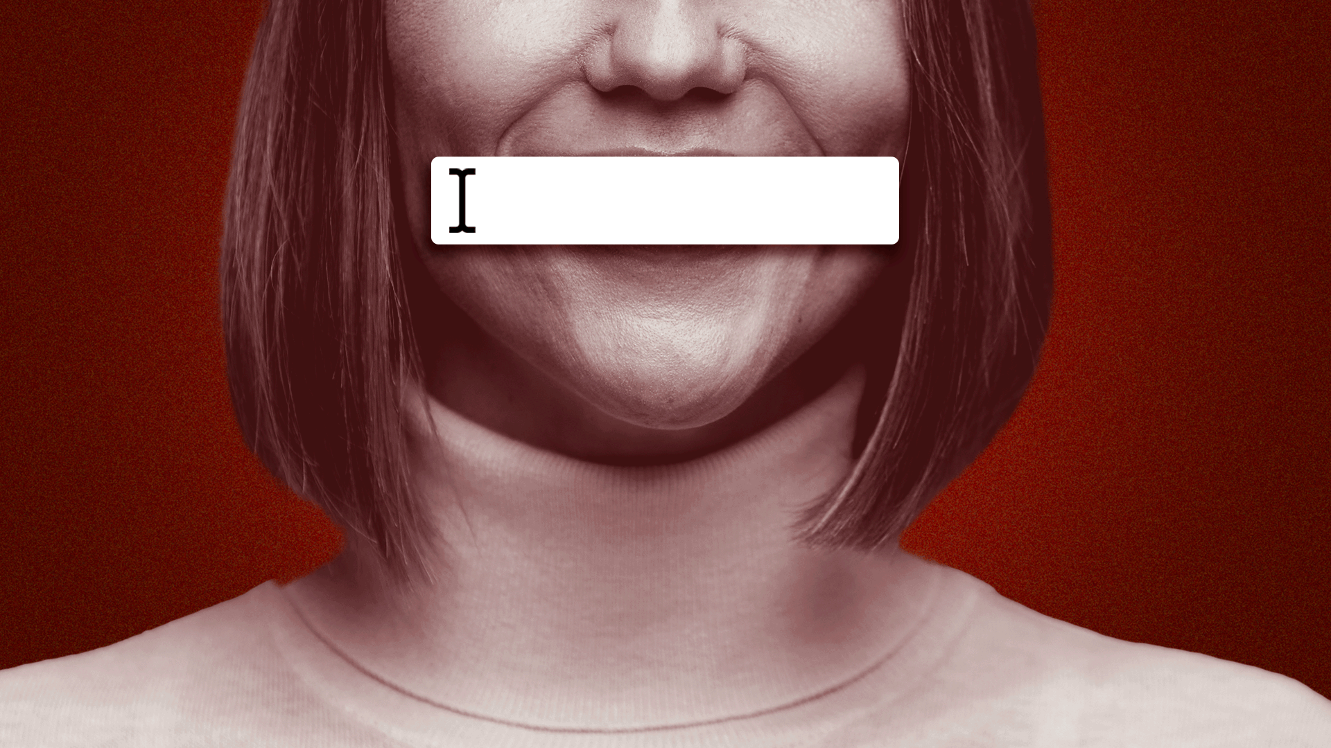 Illustration of a woman with a blinking cursor over and text box her mouth.