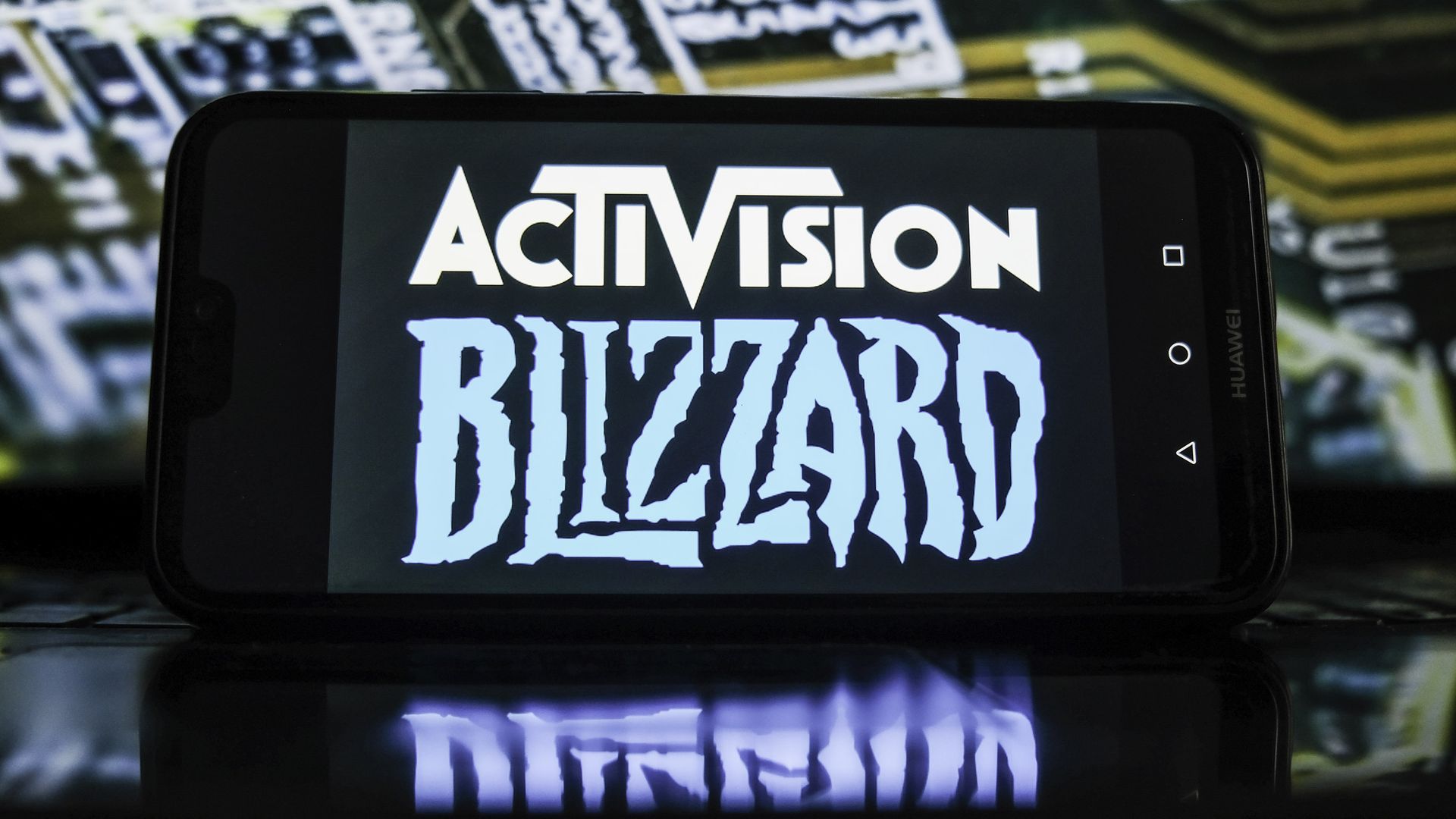 Activision Blizzard logo on cellphone