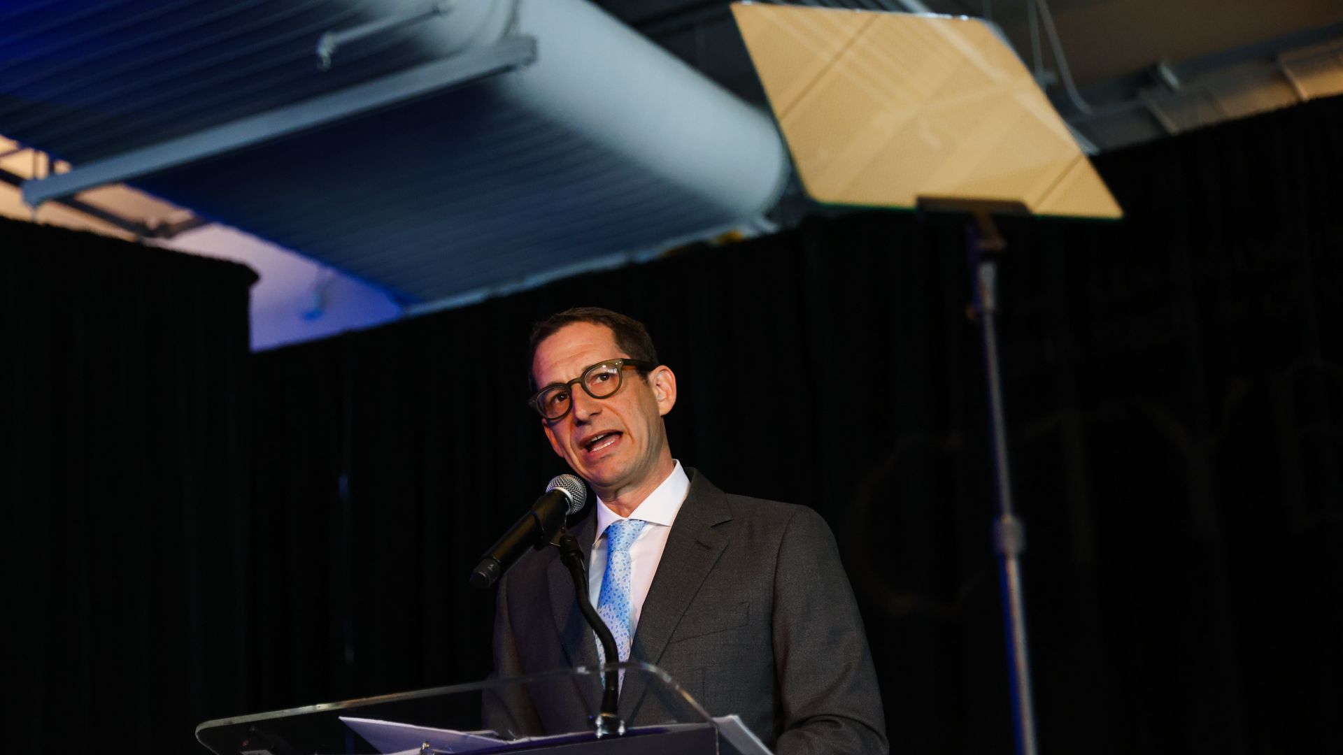 Mayor Daniel Lurie speaks about the state of San Francisco's economy at the Chamber of Commerce's annual CityBeat breakfast in San Francisco on Wednesday, Feb. 26, 2025. (Photo by Gabrielle Lurie/San Francisco Chronicle via Getty Images)
