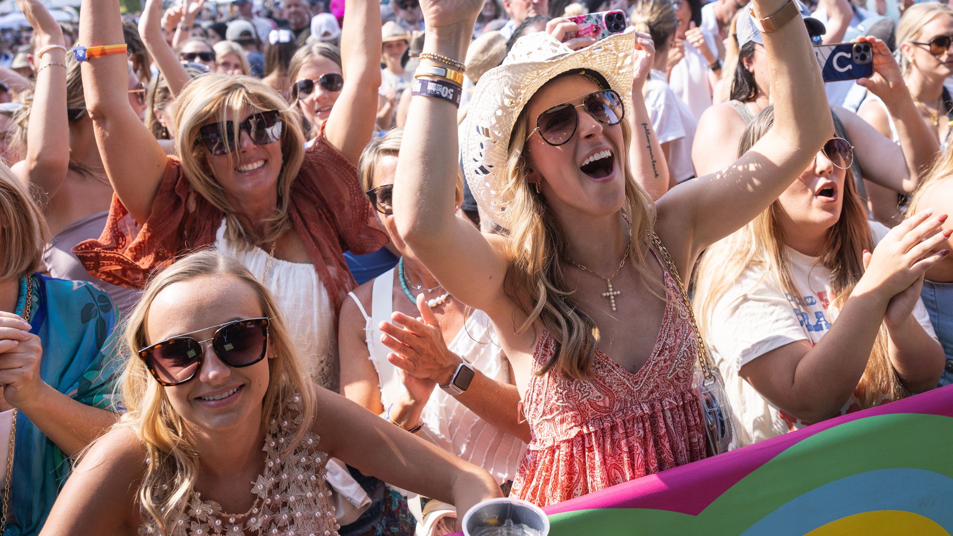 Crowds of fans cheer during CMA Fest 2023 on June 9, 2023 in Nashville, Tennessee. 