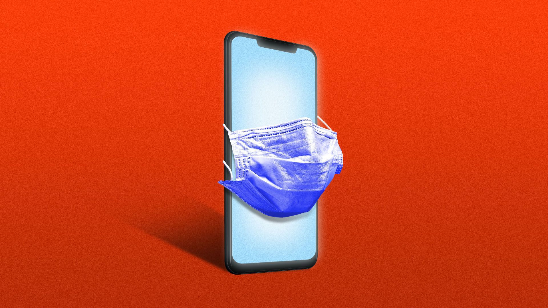Illustration of a cell phone wearing a medical mask