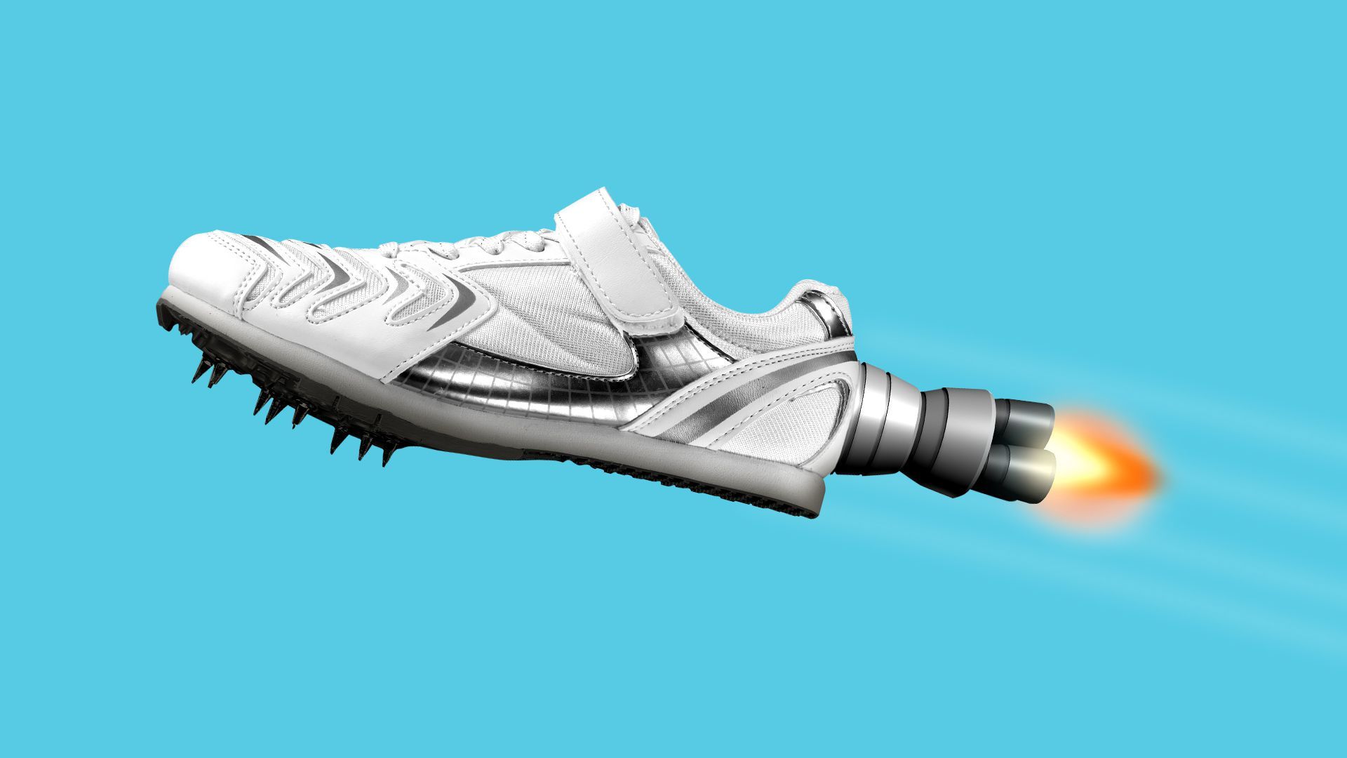 Illustration of a track shoe with a jetpack on the back