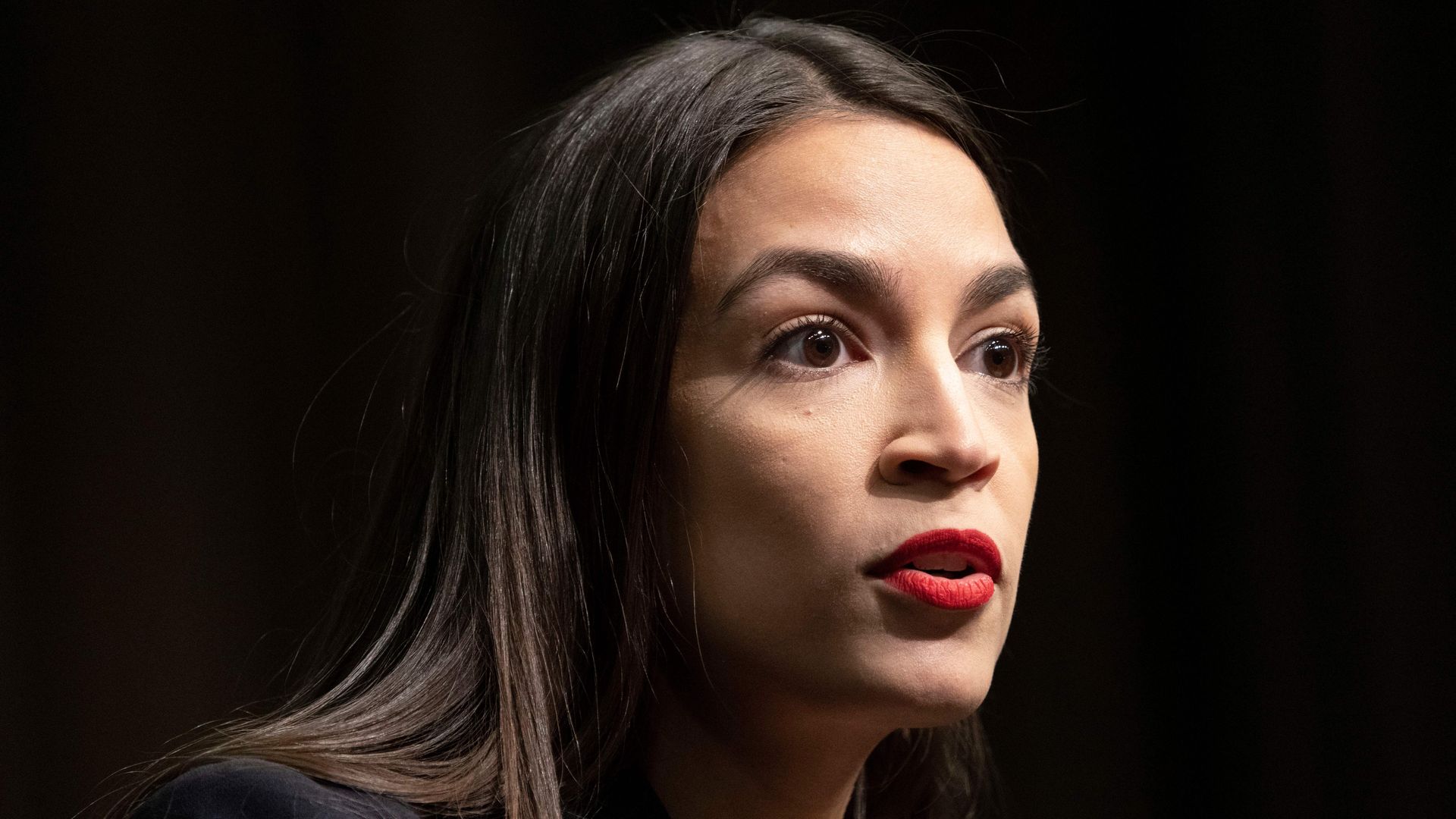 Representative Alexandria Ocasio-Cortez speaks during a gathering of the National Action Network April 5, 2019 in New York.