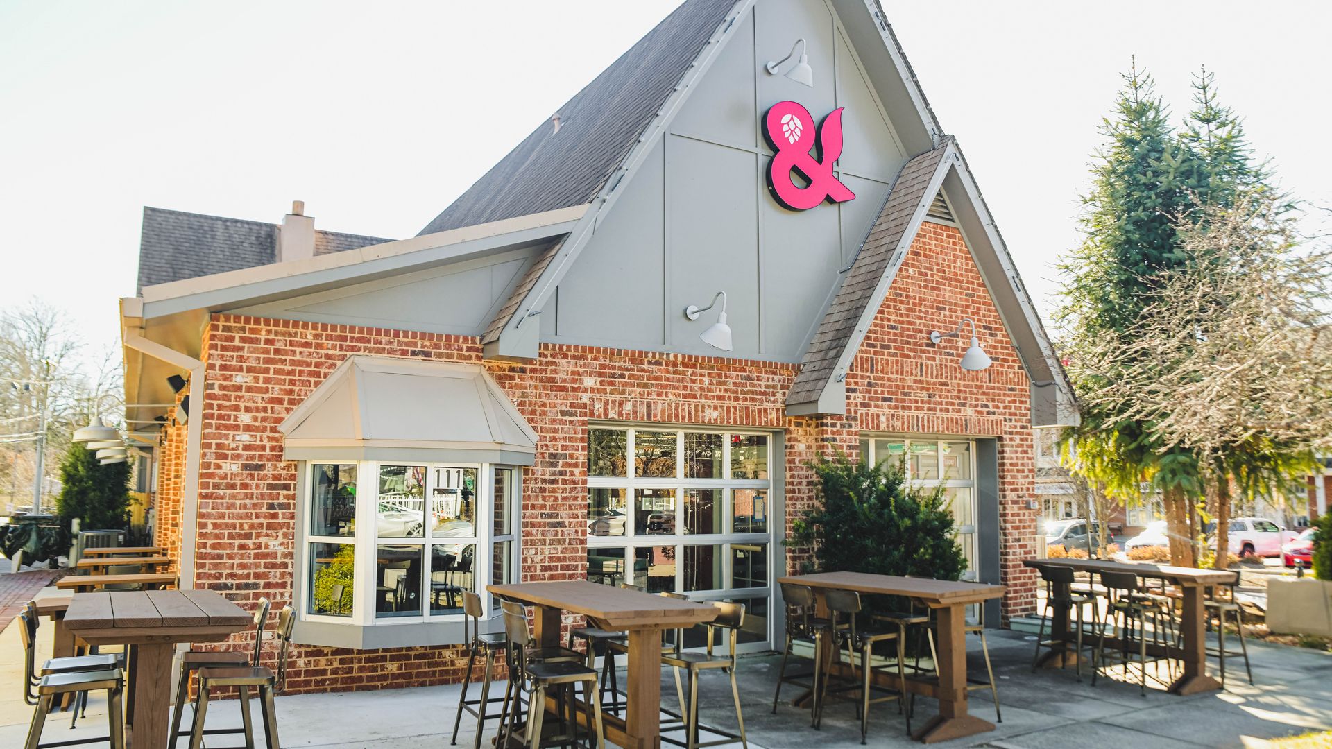 Brick building with the "and" sign on the signage outfront