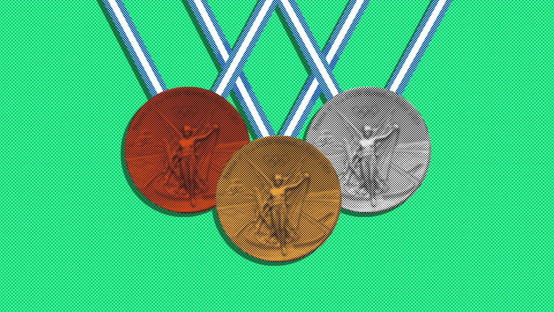 Illustration of three Olympic medals