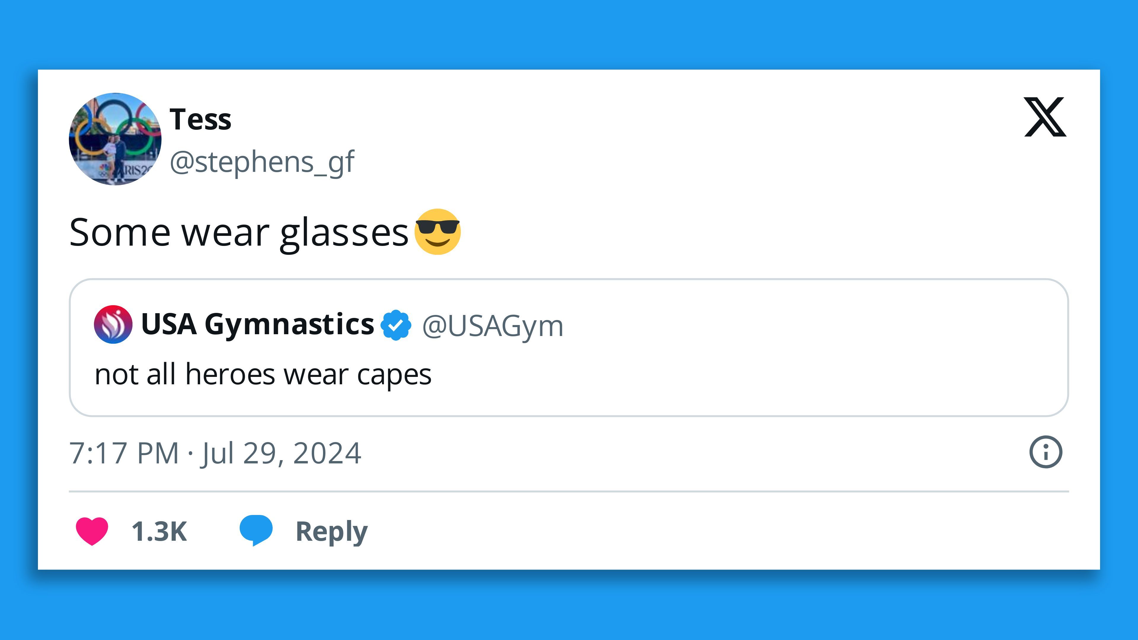 a tweet about a gymnist