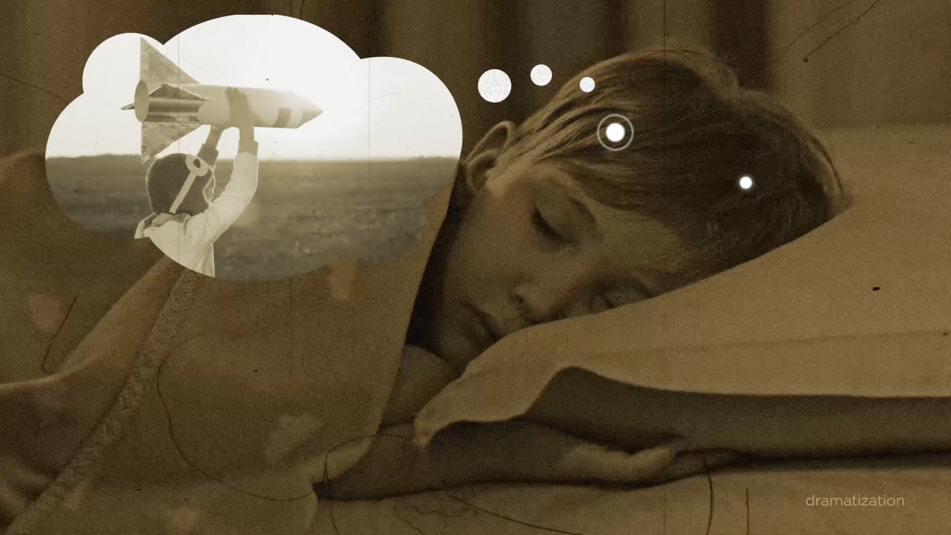 Photo of a child sleeping with a thought bubble over their head 