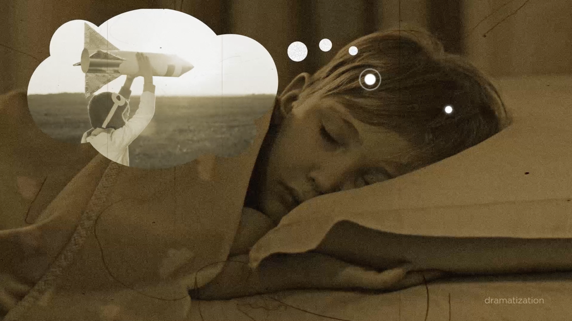 Photo of a child sleeping with a thought bubble over their head