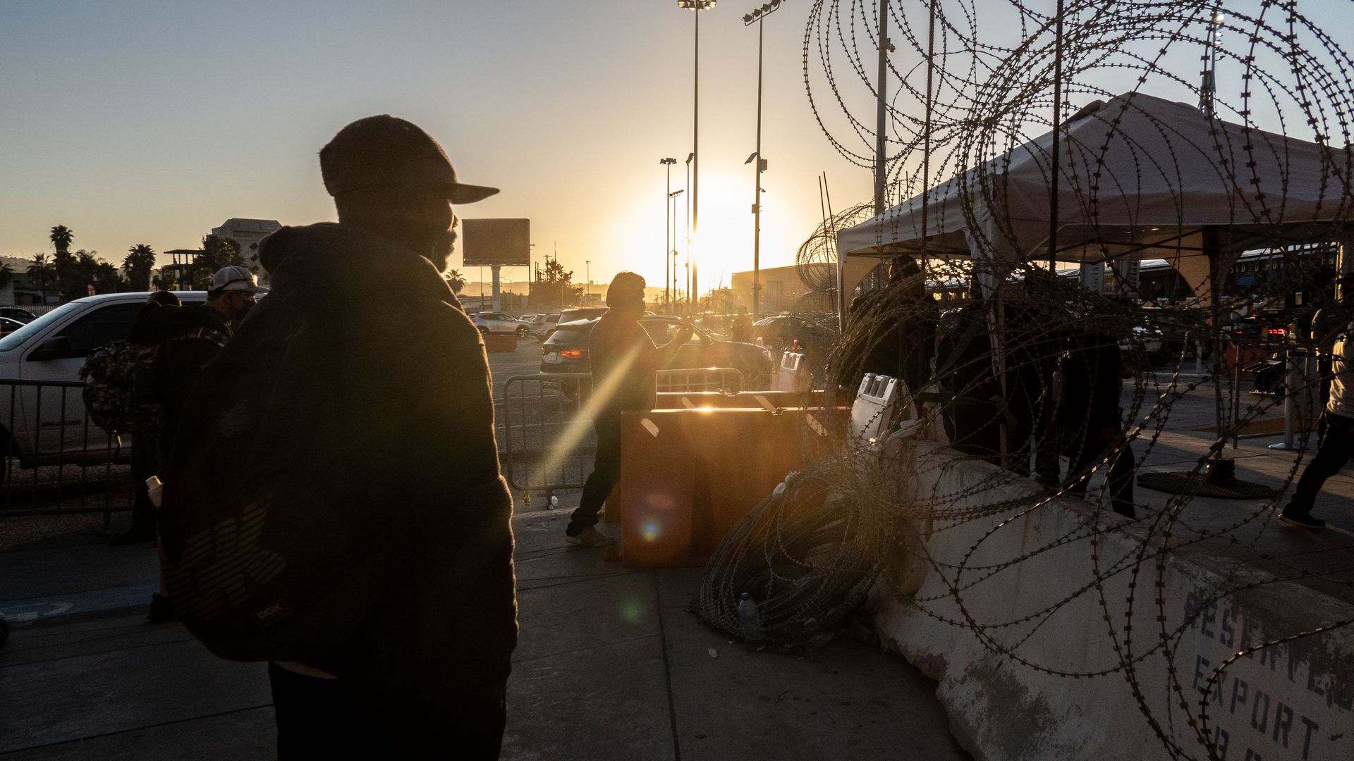 The San Ysidro Port of Entry border crossing bridge in Tijuana, Mexico.