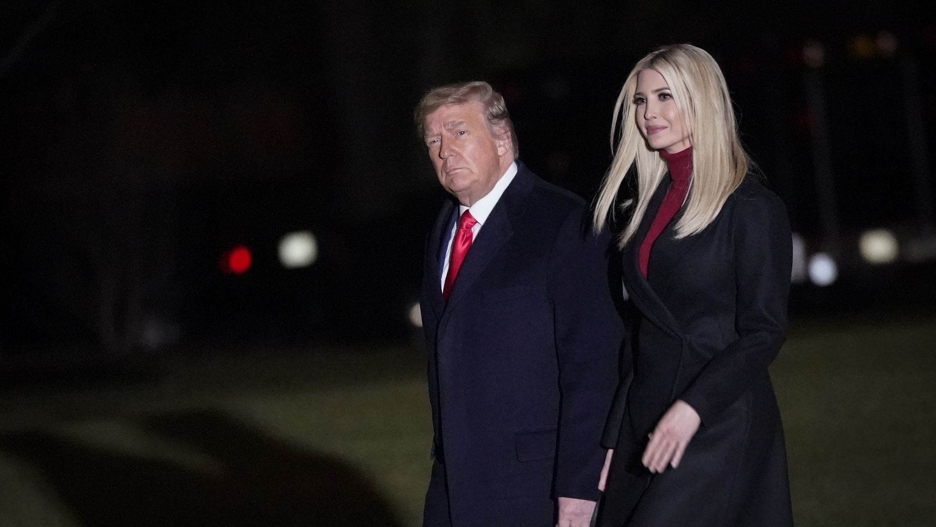 President Donald Trump and daughter Ivanka Trump walk to Marine One on the South Lawn of the White House on January 4, 2020 in Washington, DC. 