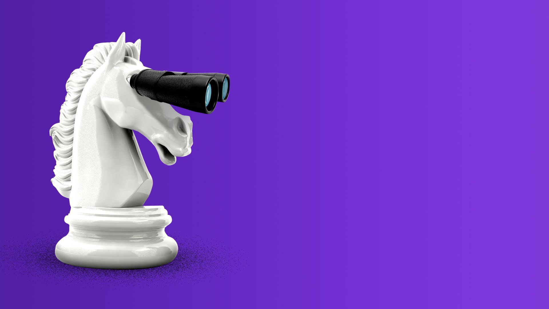 Illustration of a chess knight looking through a pair of binoculars. 