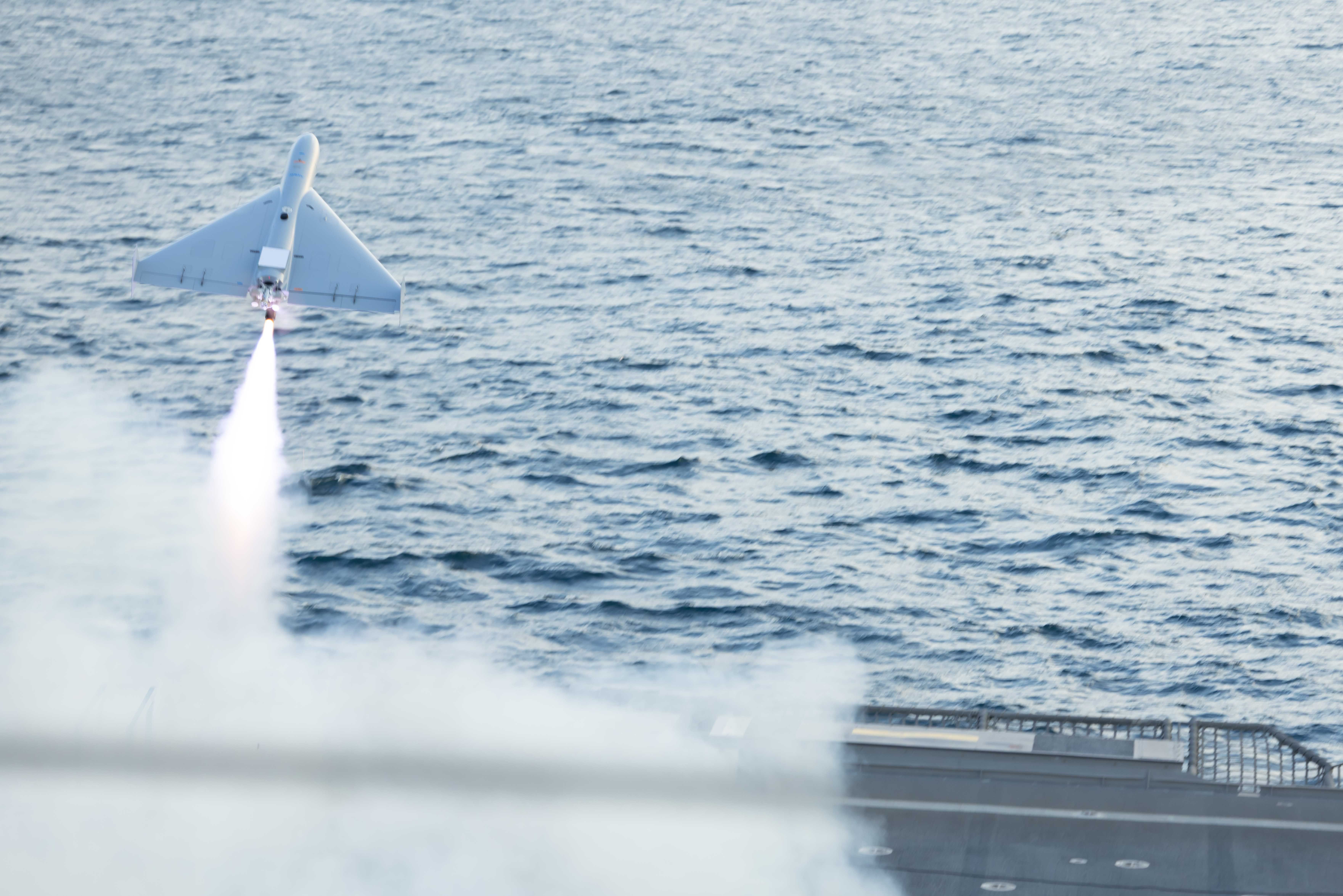 A Low-Cost Unmanned Combat Attack System (LUCAS) successfully launches from the deck of the USS Santa Barbara in the Persian Gulf in December.