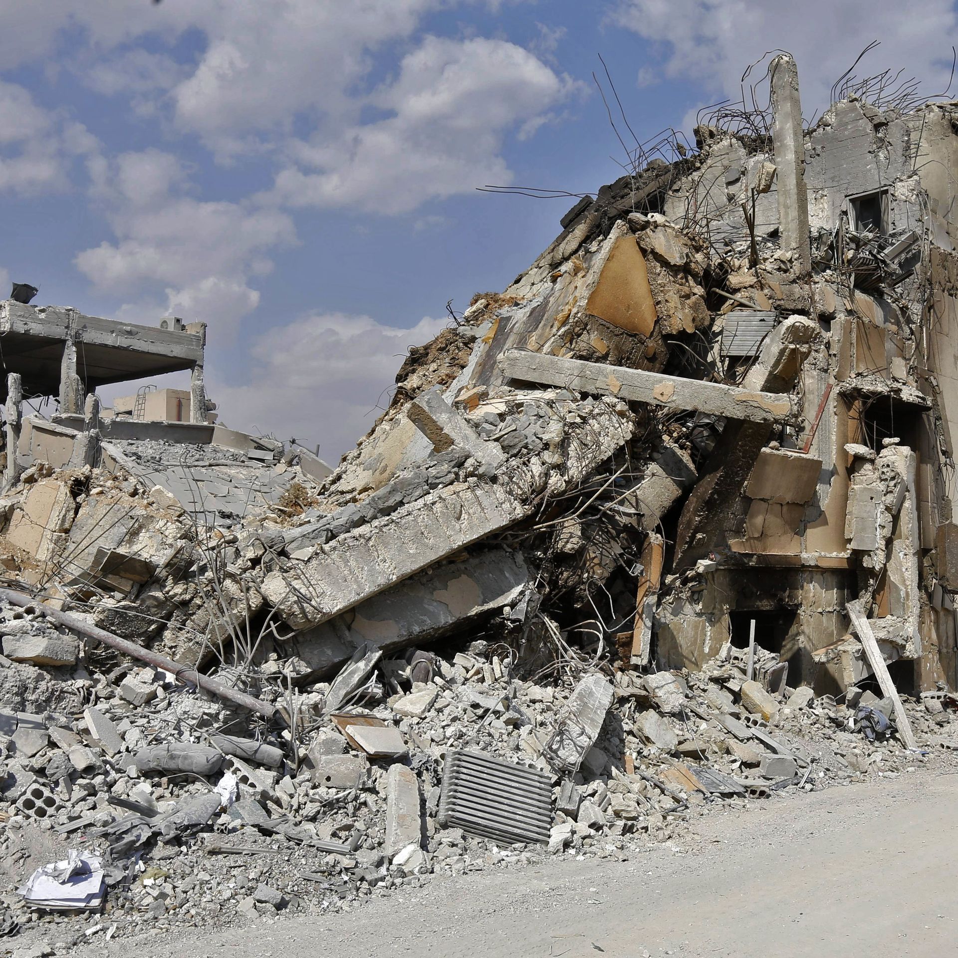 building rubble in Damascus
