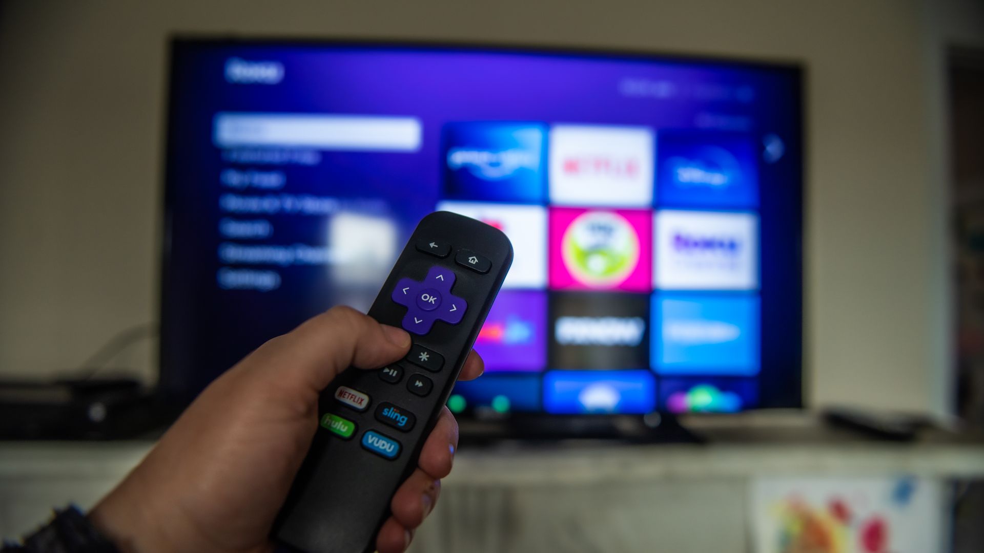 A Roku Inc. remote in an arranged photograph in Hastings-on-Hudson, New York, U.S., on Sunday, May 2, 2021. 