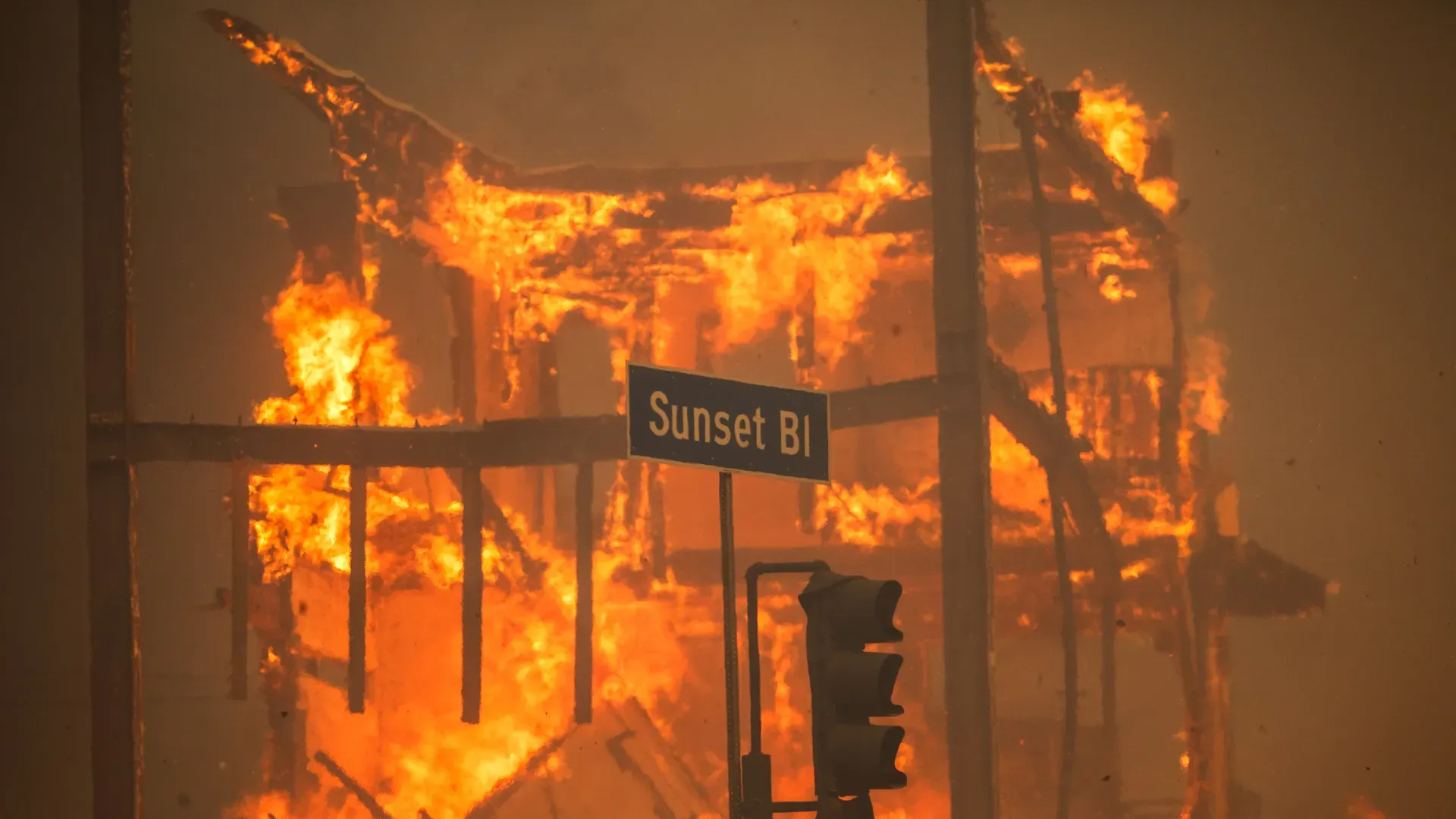 Wildfires burn in Los Angeles in January 2025. 
