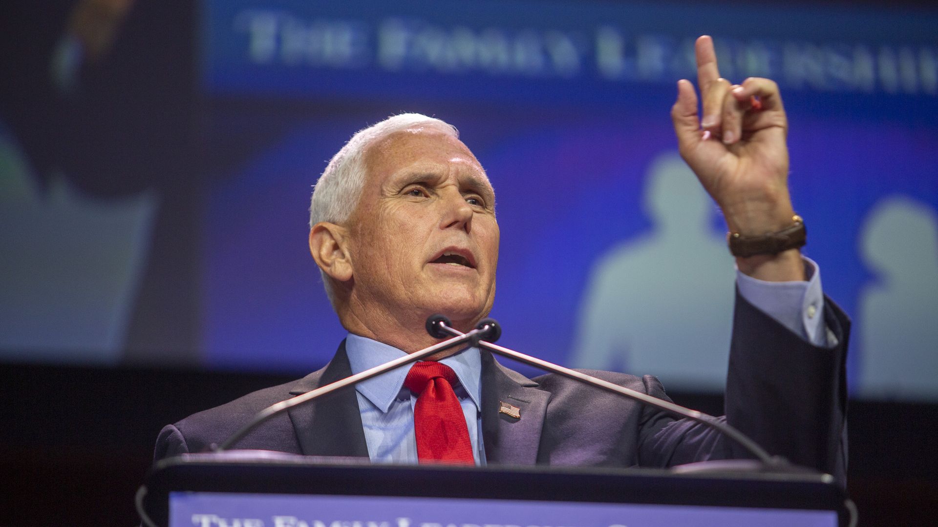 Former Vice President Mike Pence is seen speaking at a political event this summer.