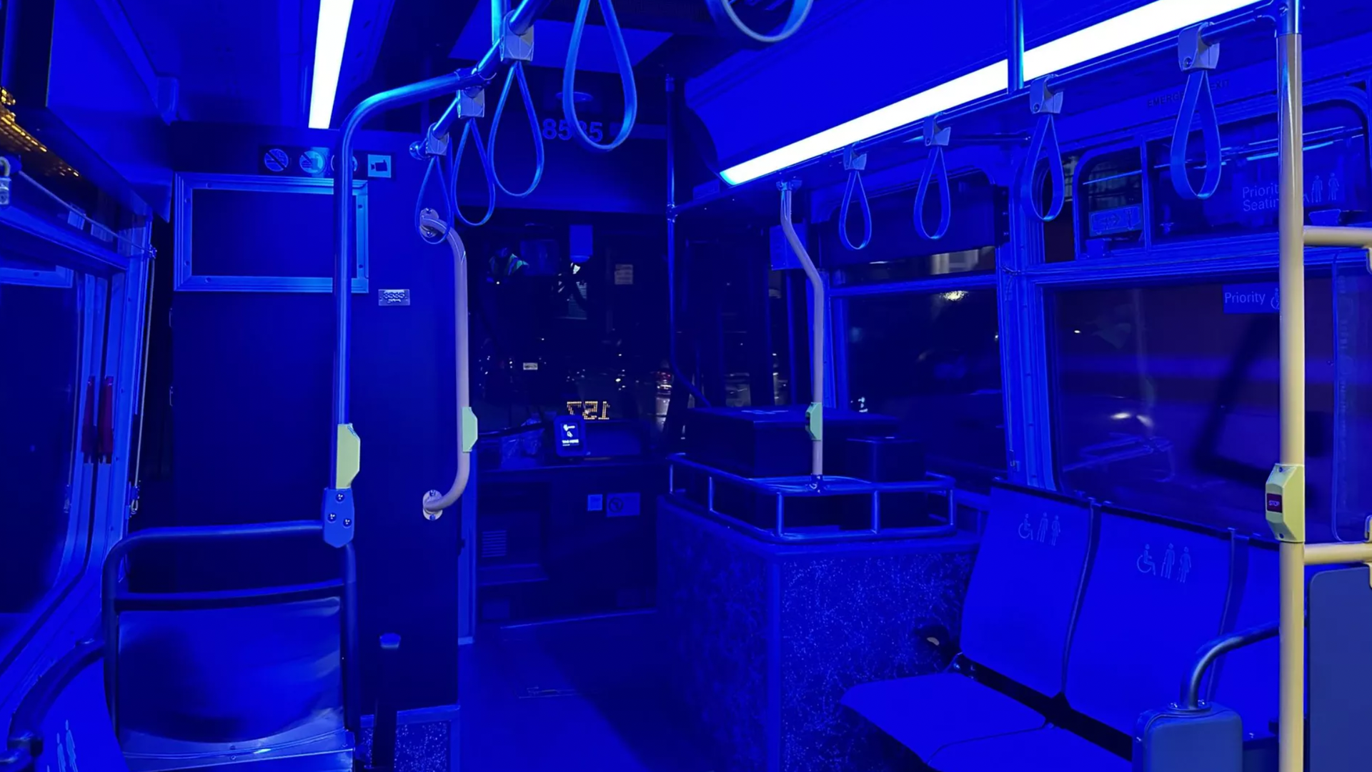 San Francisco's network of fuel-efficient Muni buses with blue lights