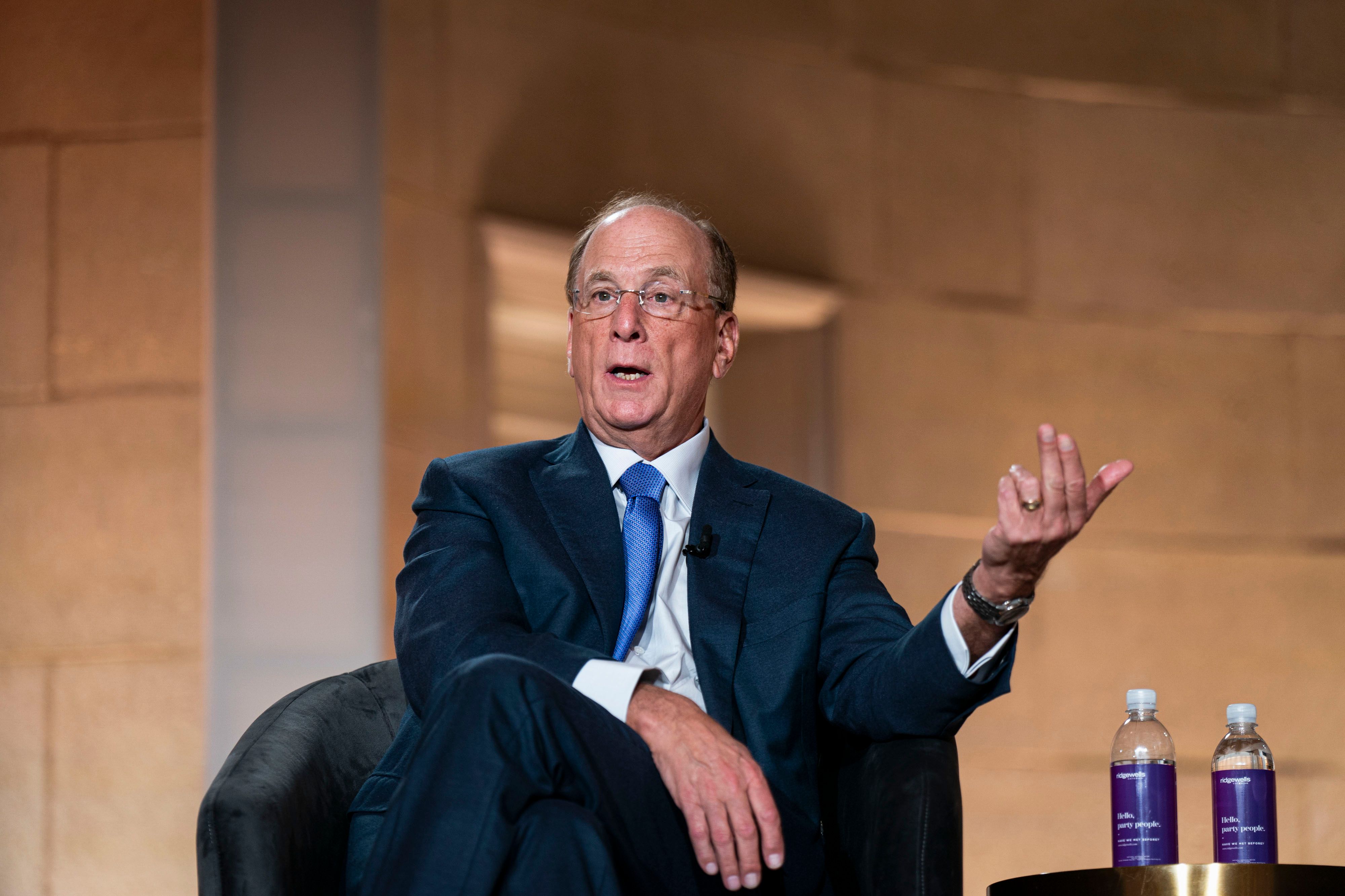 BlackRock CEO Larry Fink speaks at a retirement summit earlier this month.