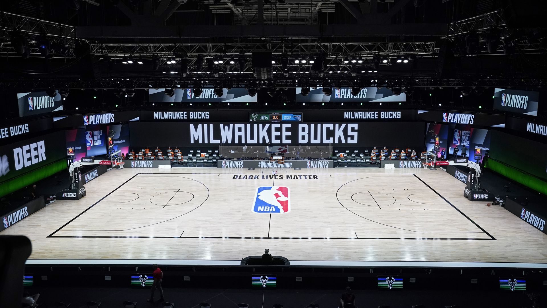 The Milwaukee Bucks' playoff arena. Photo: Ashley Landis-Pool/Getty Images