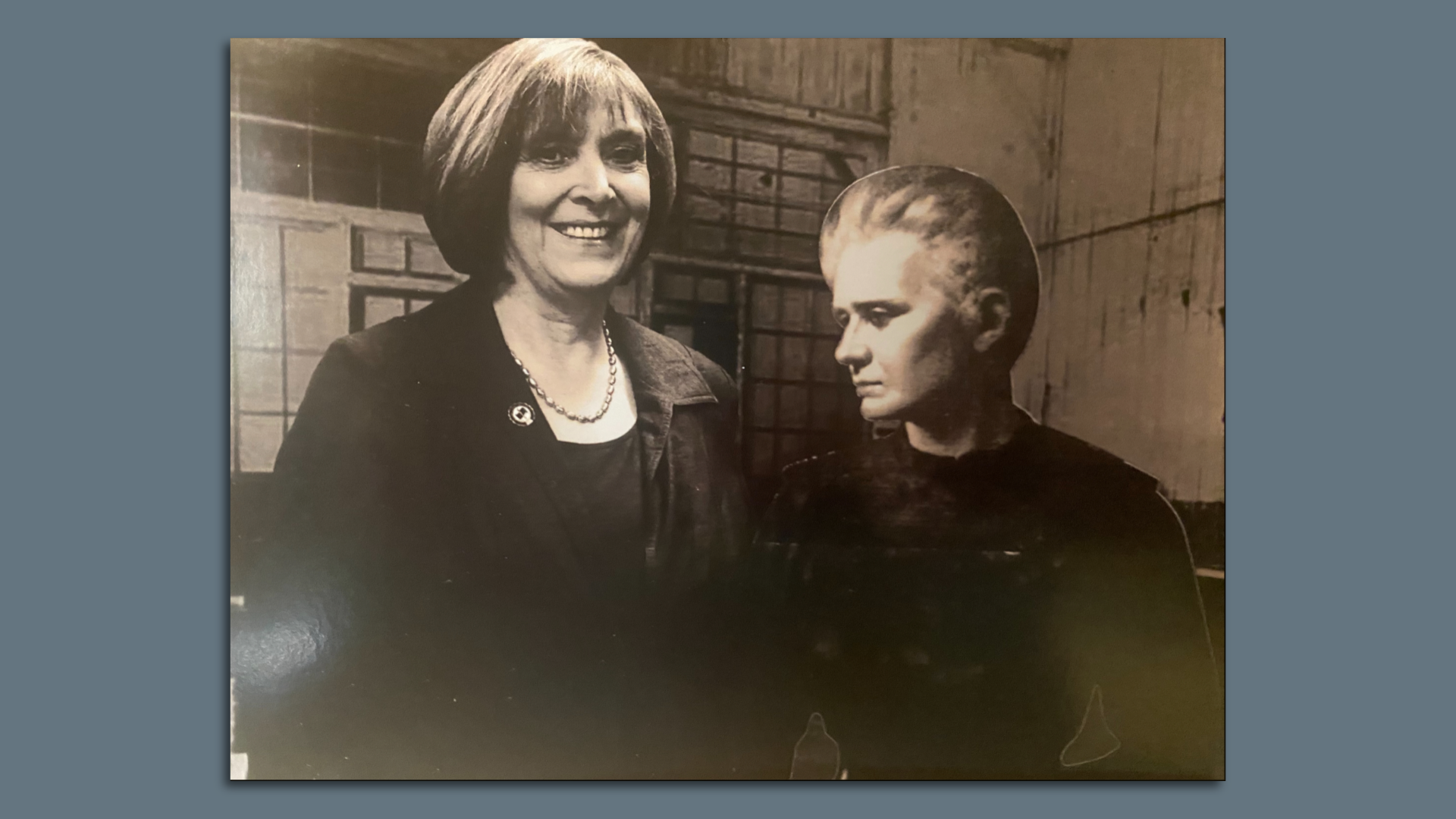 A person on the left is next to another person in profile