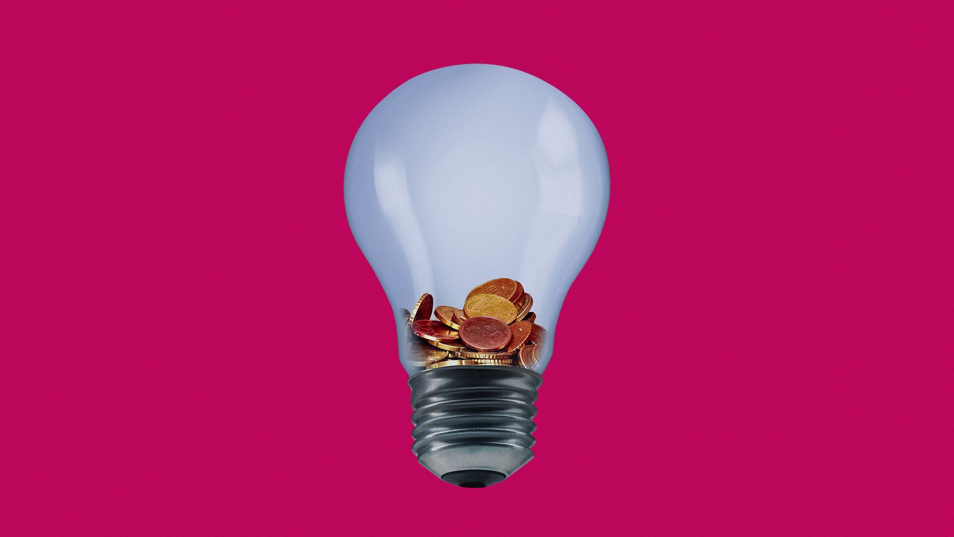 Illustration of a light bulb with coins at the bottom.