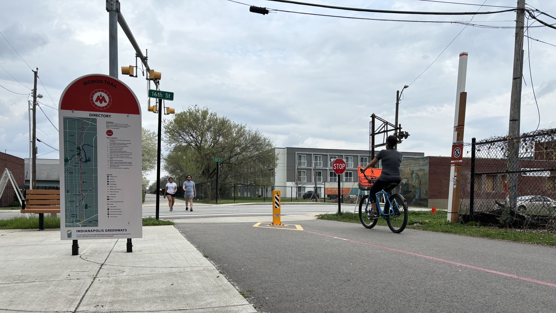 A trail with a biker