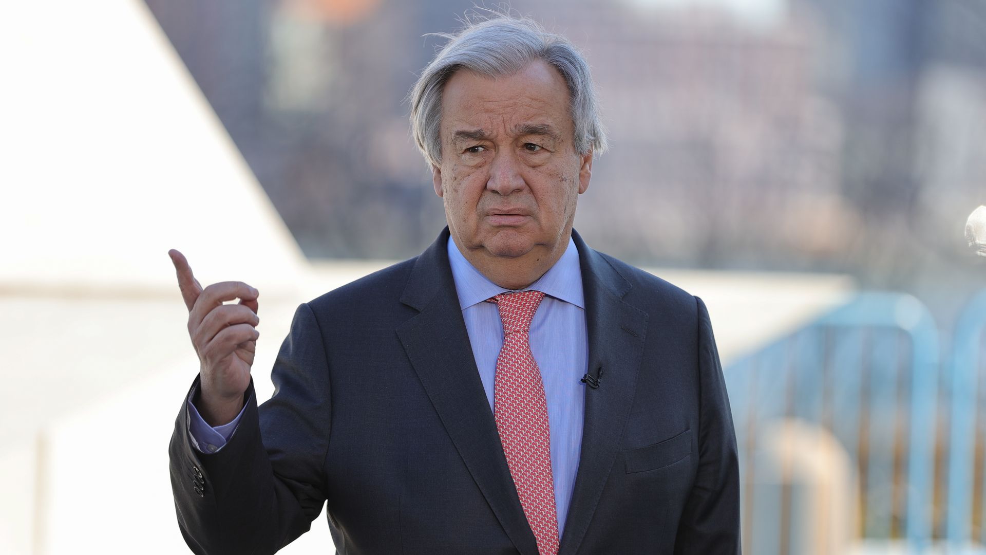 Secretary General Antonio Guterres visits the Ark of Return, a memorial to slavery, at the UN Headquarters in New York City