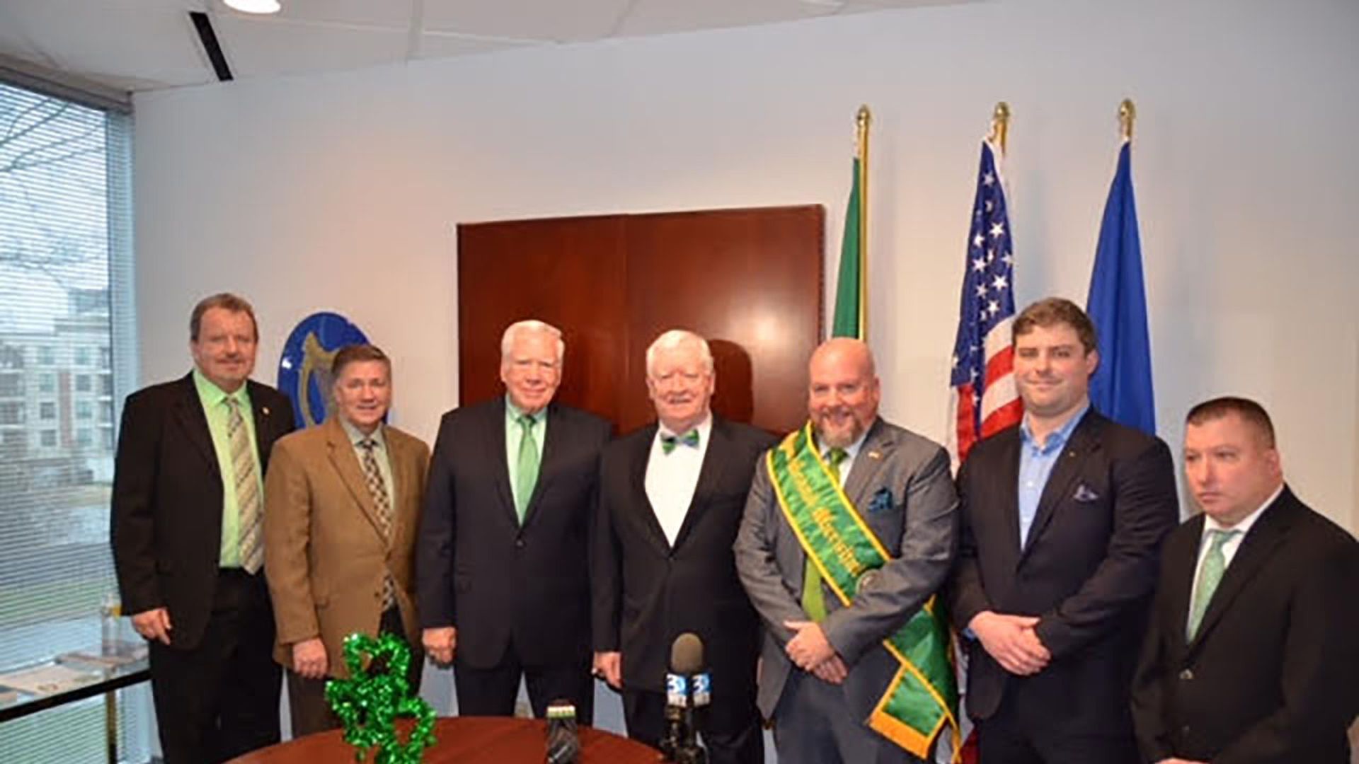 Patrick Noone, Matt Rick, Rory Wall, John Young, Jim Mannix, Michael Lenahan, Jason Franze. Jim was selected as the Grand Marshal for the 2023 parade. Photo: Courtesy of Rory Wall
