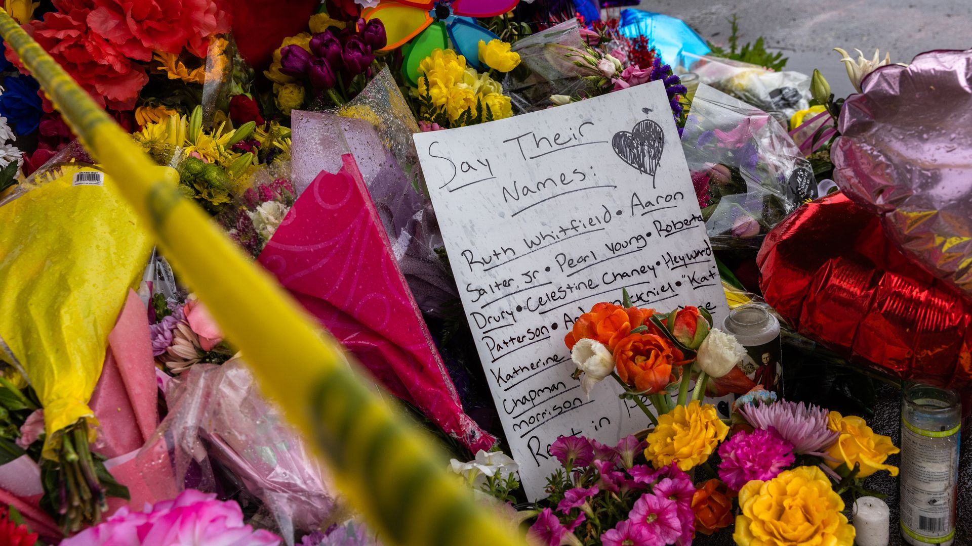 Memorial at the Buffalo shooting scene