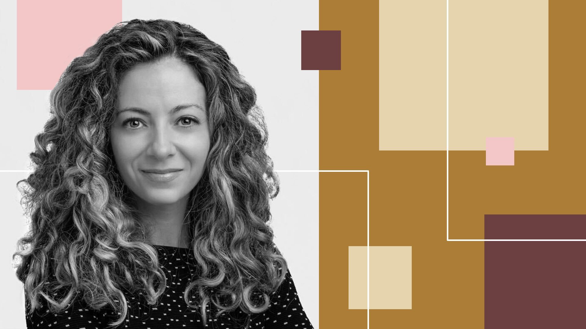 a photo illustration of Sasha Radic of Jeffries surrounded by colorful squares