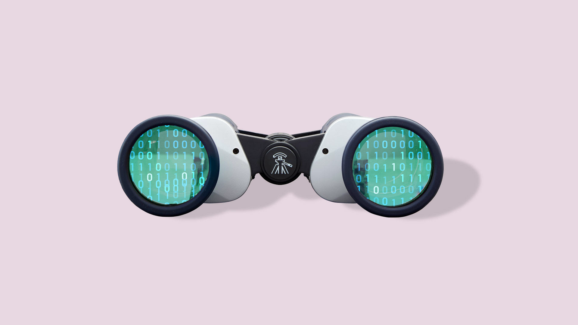 Binoculars with 0’s and 1’s in the lenses