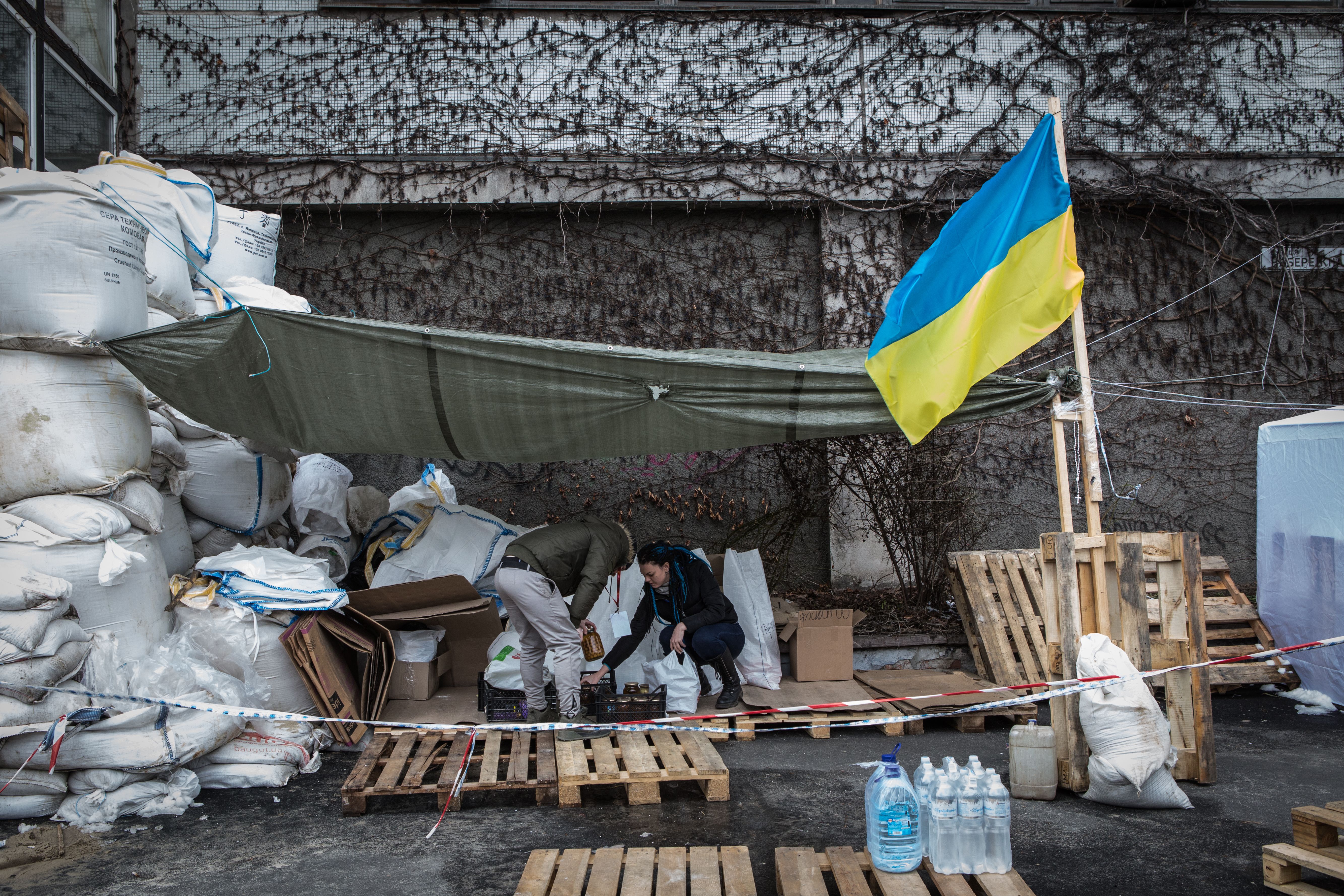 Aid supplies in Dnipro, Ukraine, on March 8.